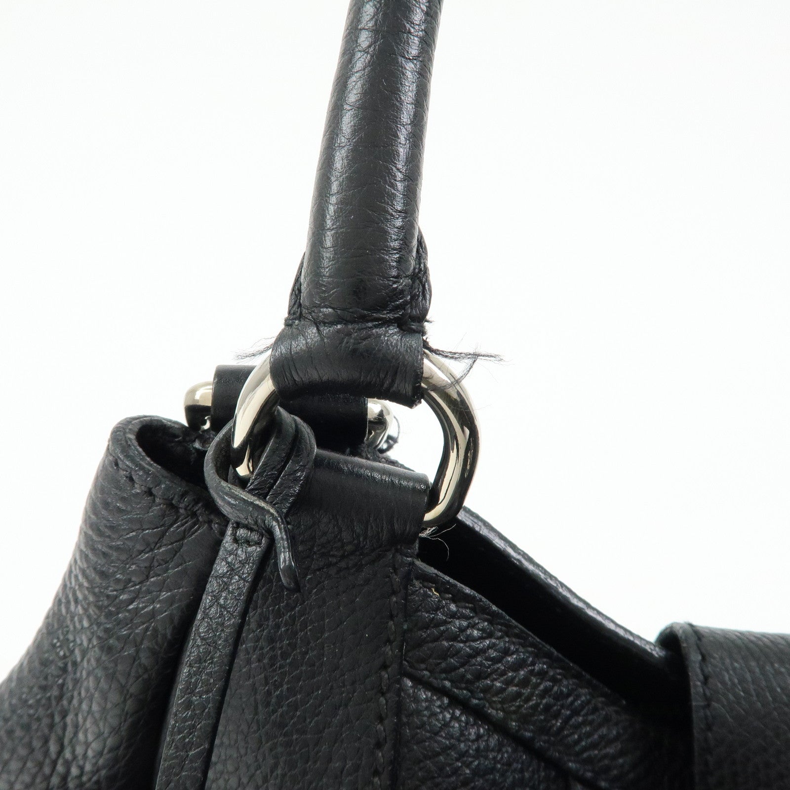 PRADA Sound Lock Leather Shoulder Bag Hand Bag Black B3595