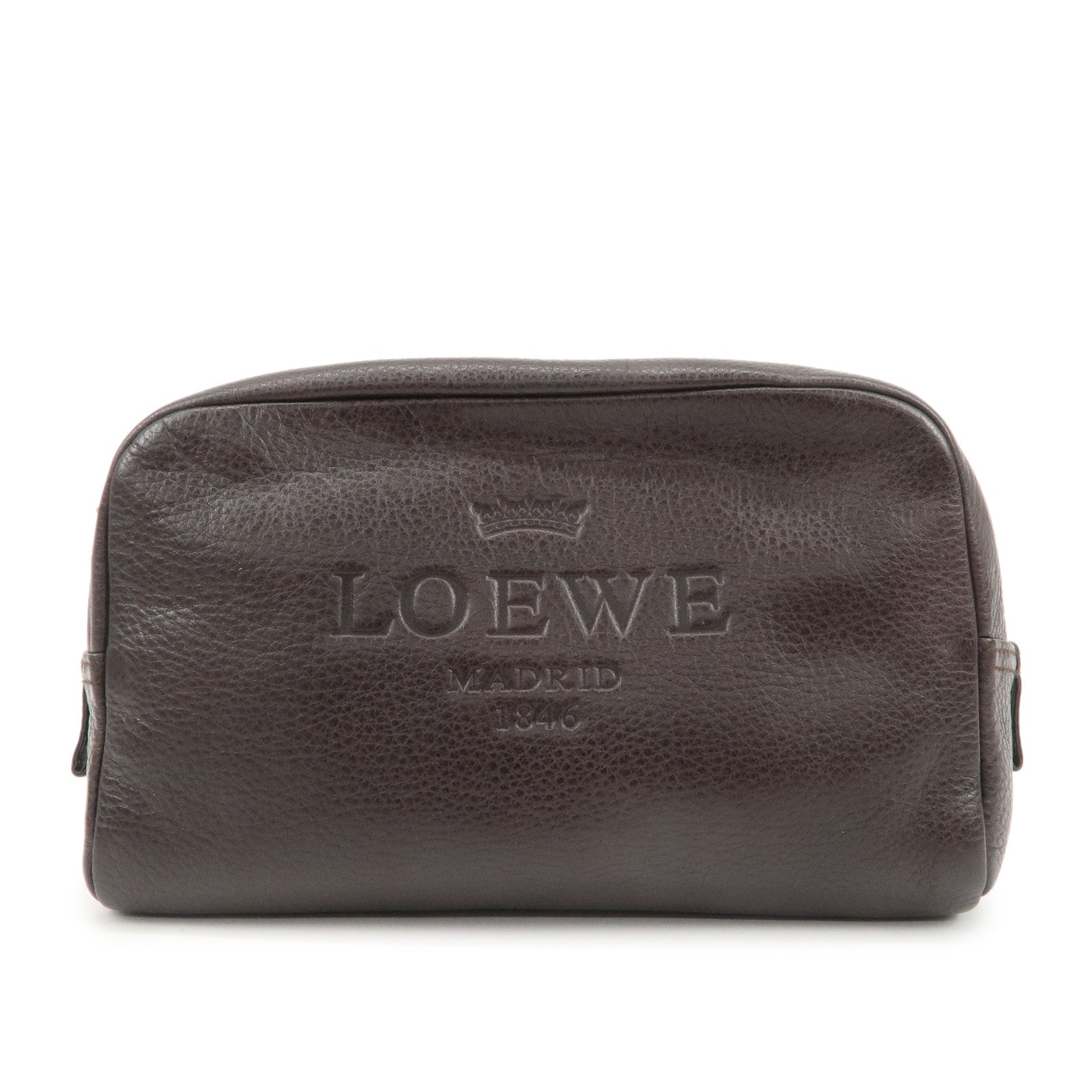 LOEWE Logo Leather Pouch Cosmetic Pouch Black