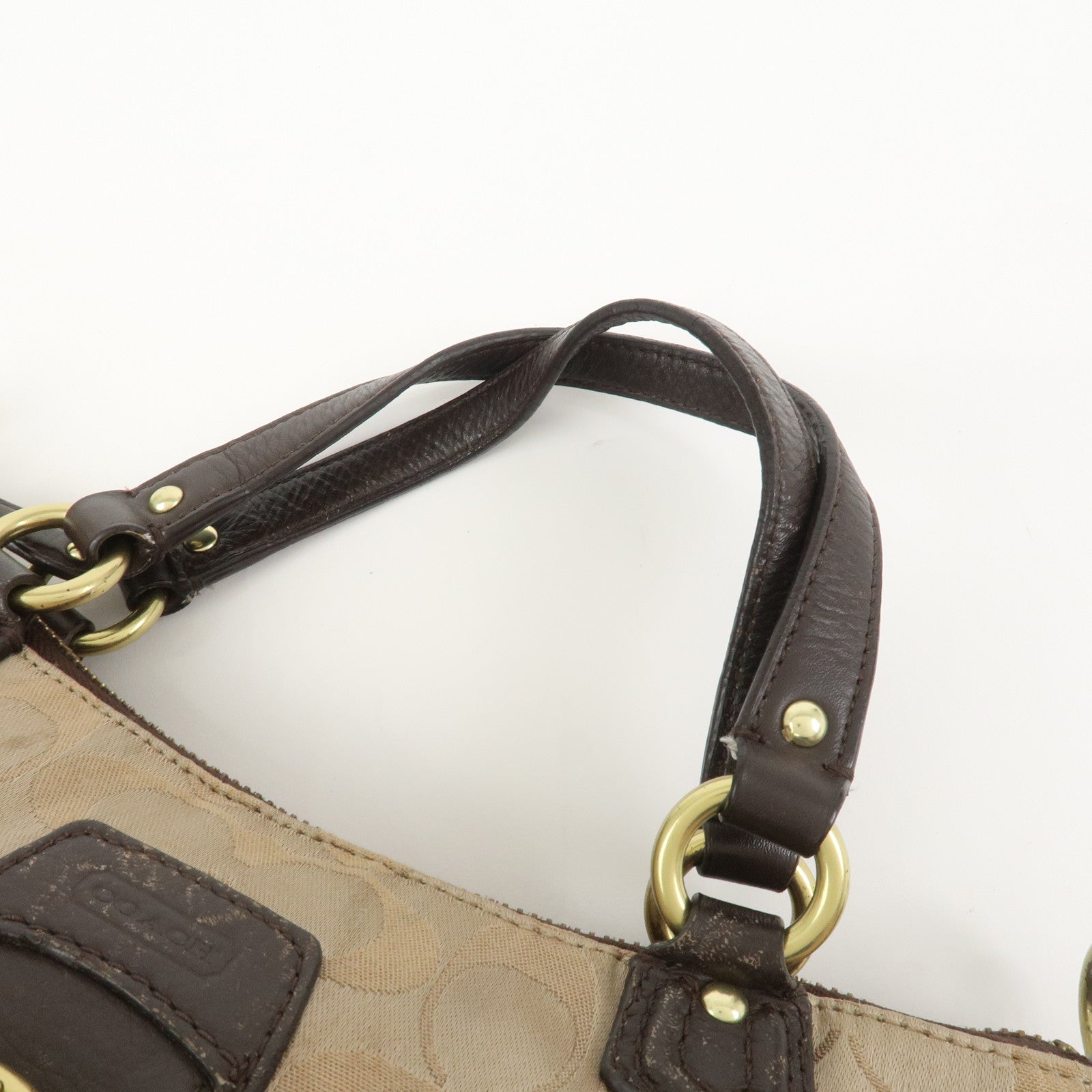 COACH Signature Set of 3 Silk Canvas Leather Hand Bag Pouch Pink