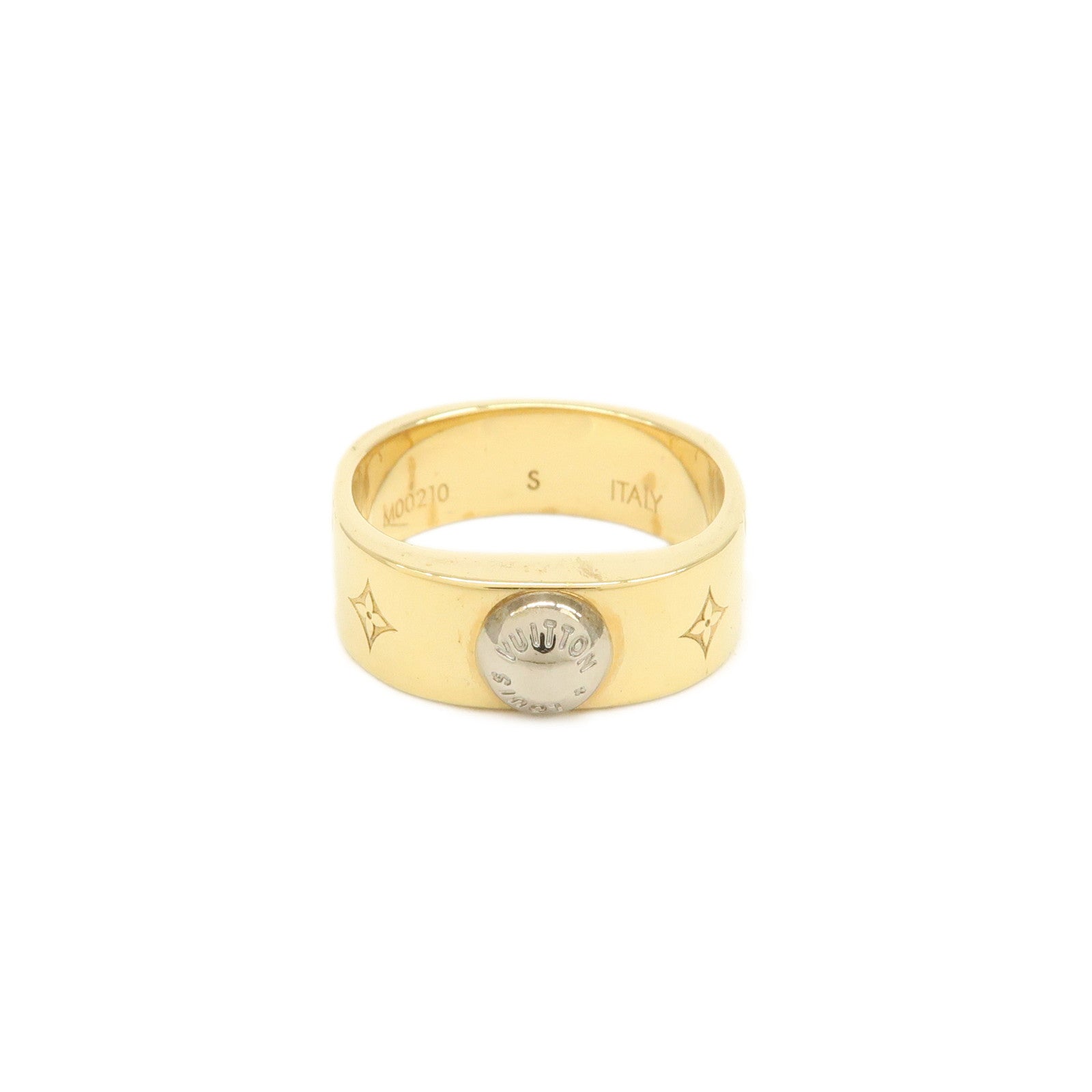 Louis Vuitton Nanogram Bague Metal Ring Size S Gold M00210