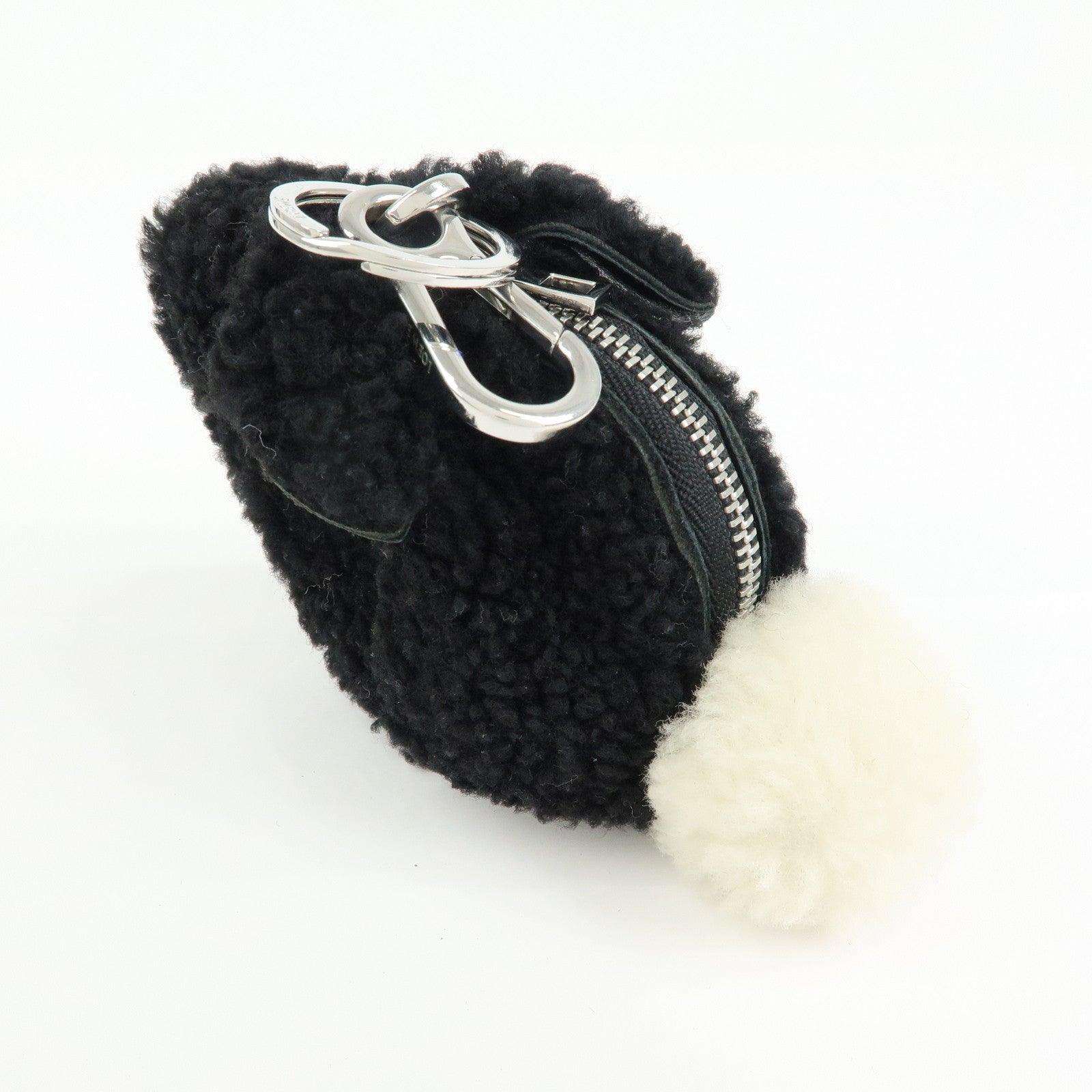 LOEWE Leather Rabbit Coin Case Coin Purse Black White