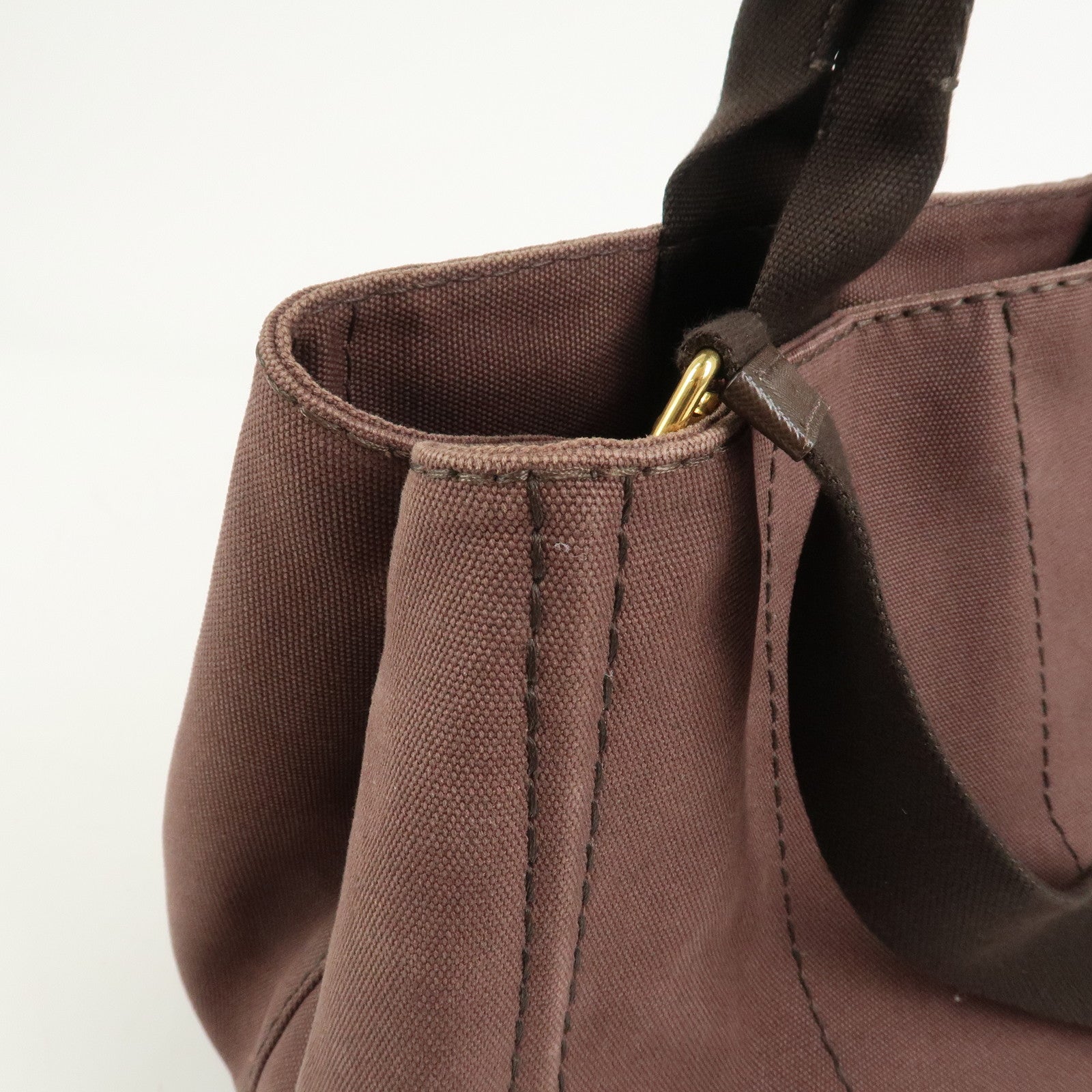 PRADA Logo Canapa Canvas 2Way Bag Hand Bag Brown BN2642