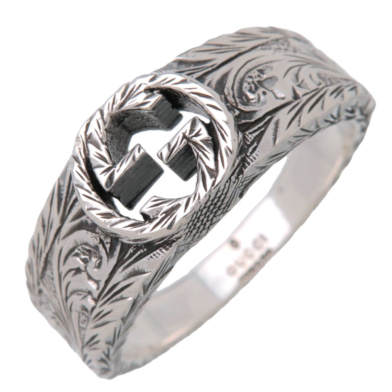 GUCCI Interlocking G Arabesque Ring SV925 Silver #17 US8 EU57
