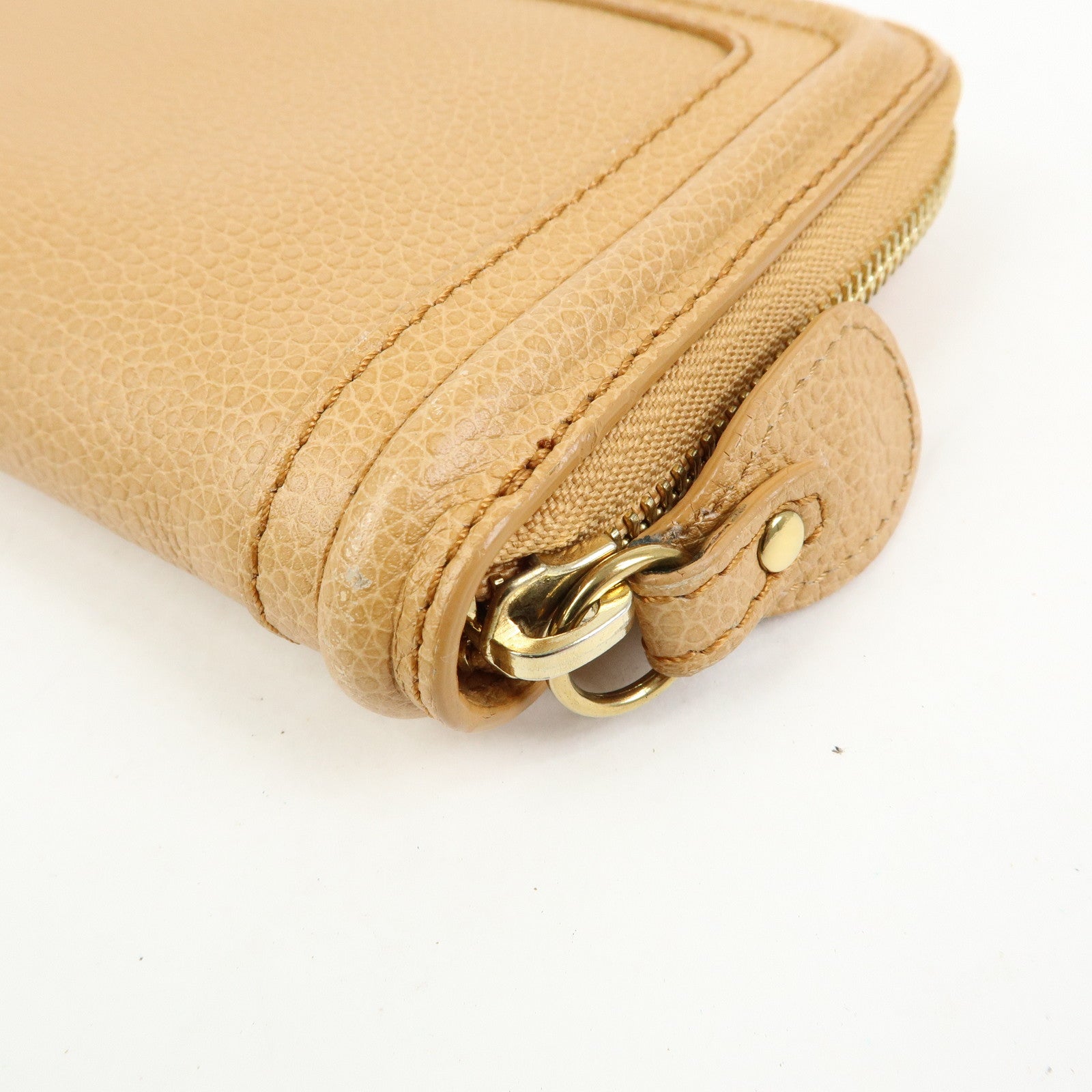 Chloe Paraty Leather Round Zippy Long Wallet Light Brown