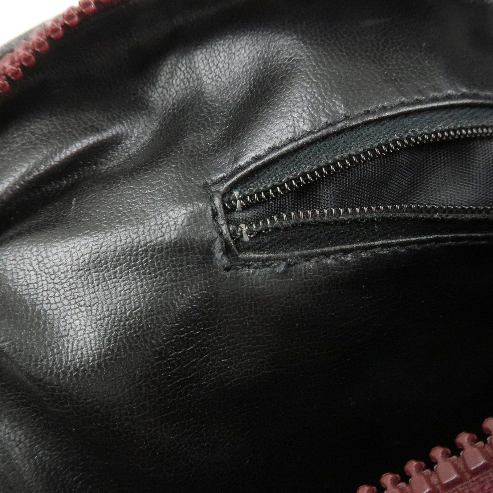 CELINE Macadam Logo Suede Leather Boston Bag Hand Bag Red Brown