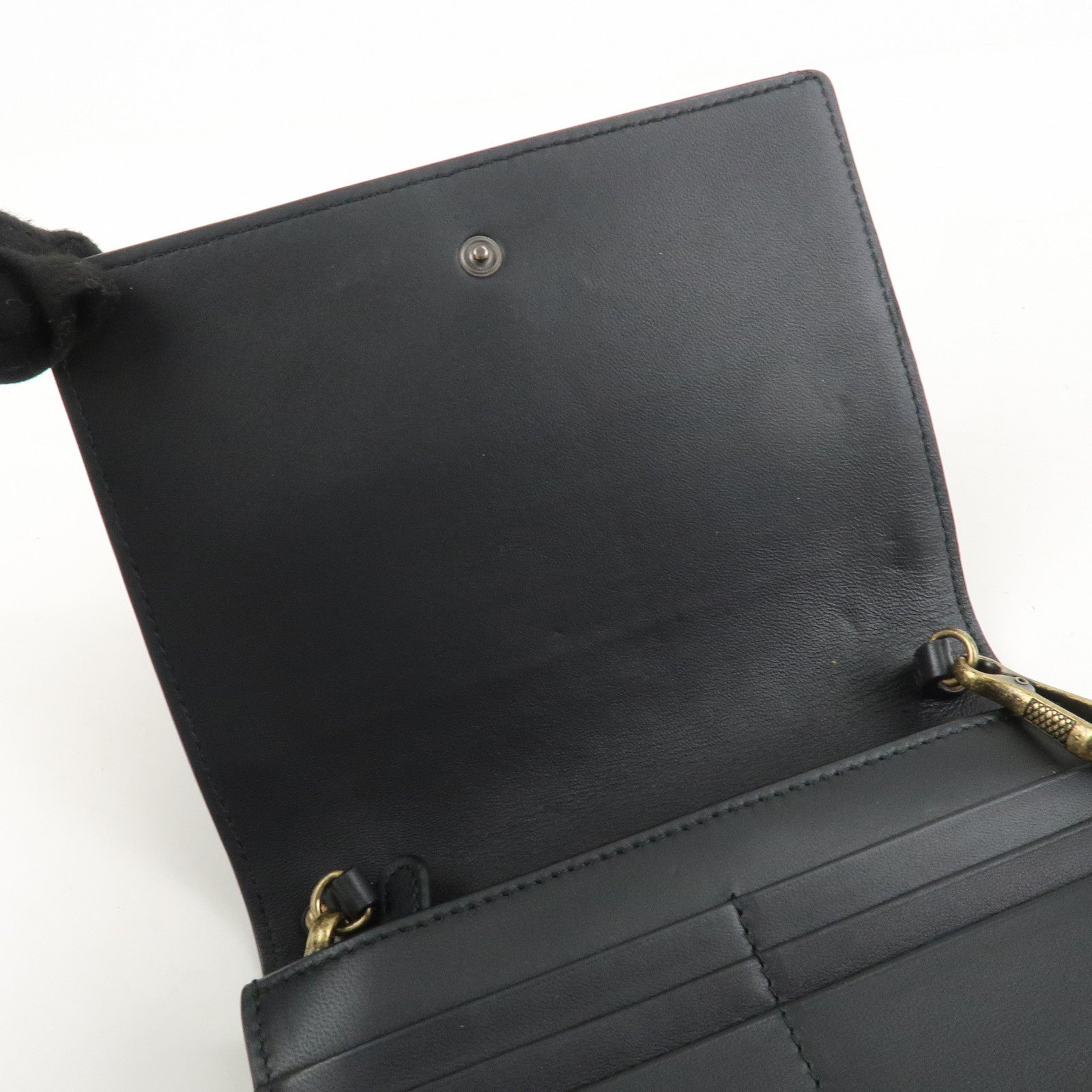 BOTTEGA VENETA  Intrecciato Leather Chain Shoulder Bag Black 508752 Used