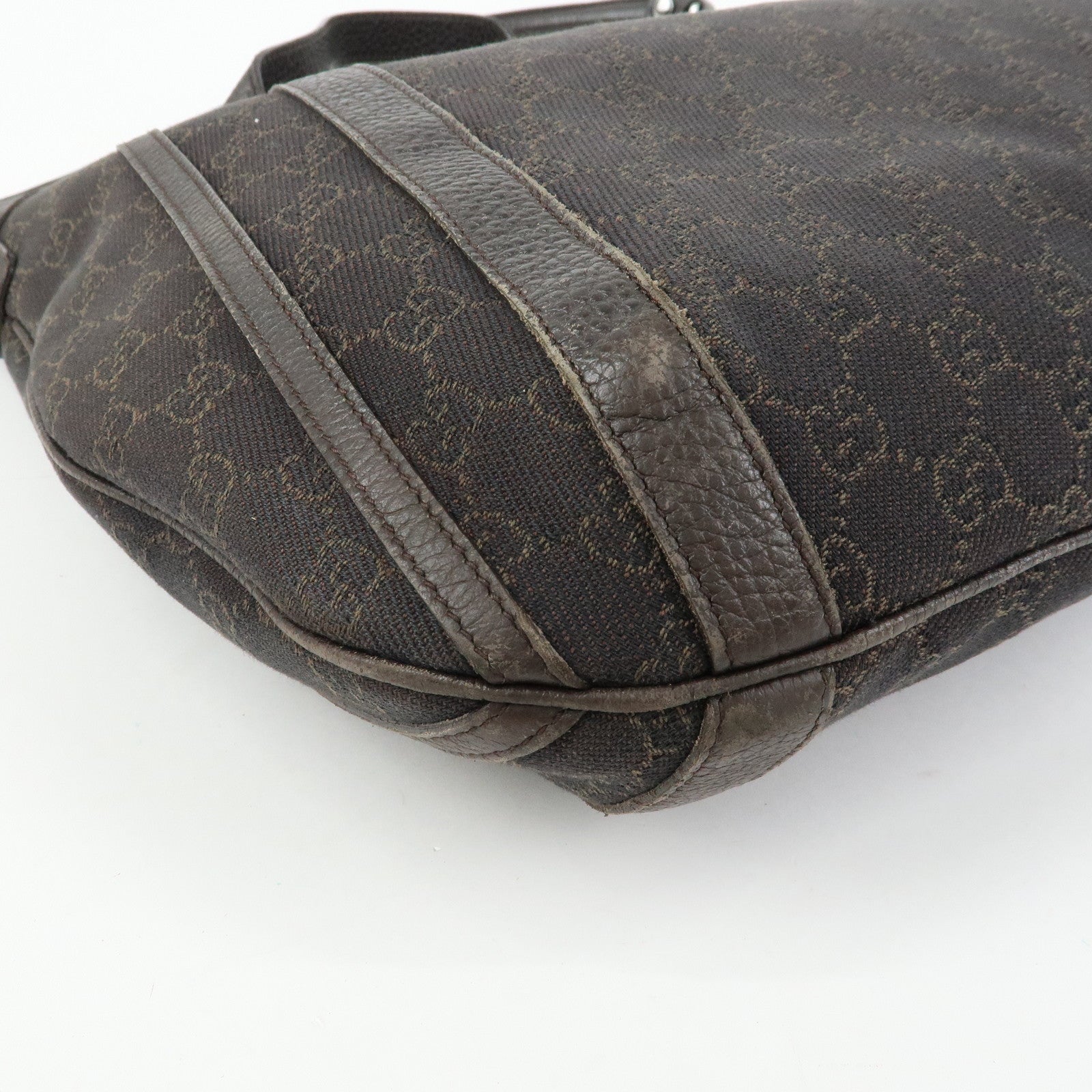 GUCCI GG Denim Leather 2Way Bag Shoulder Bag Dark Brown 268641