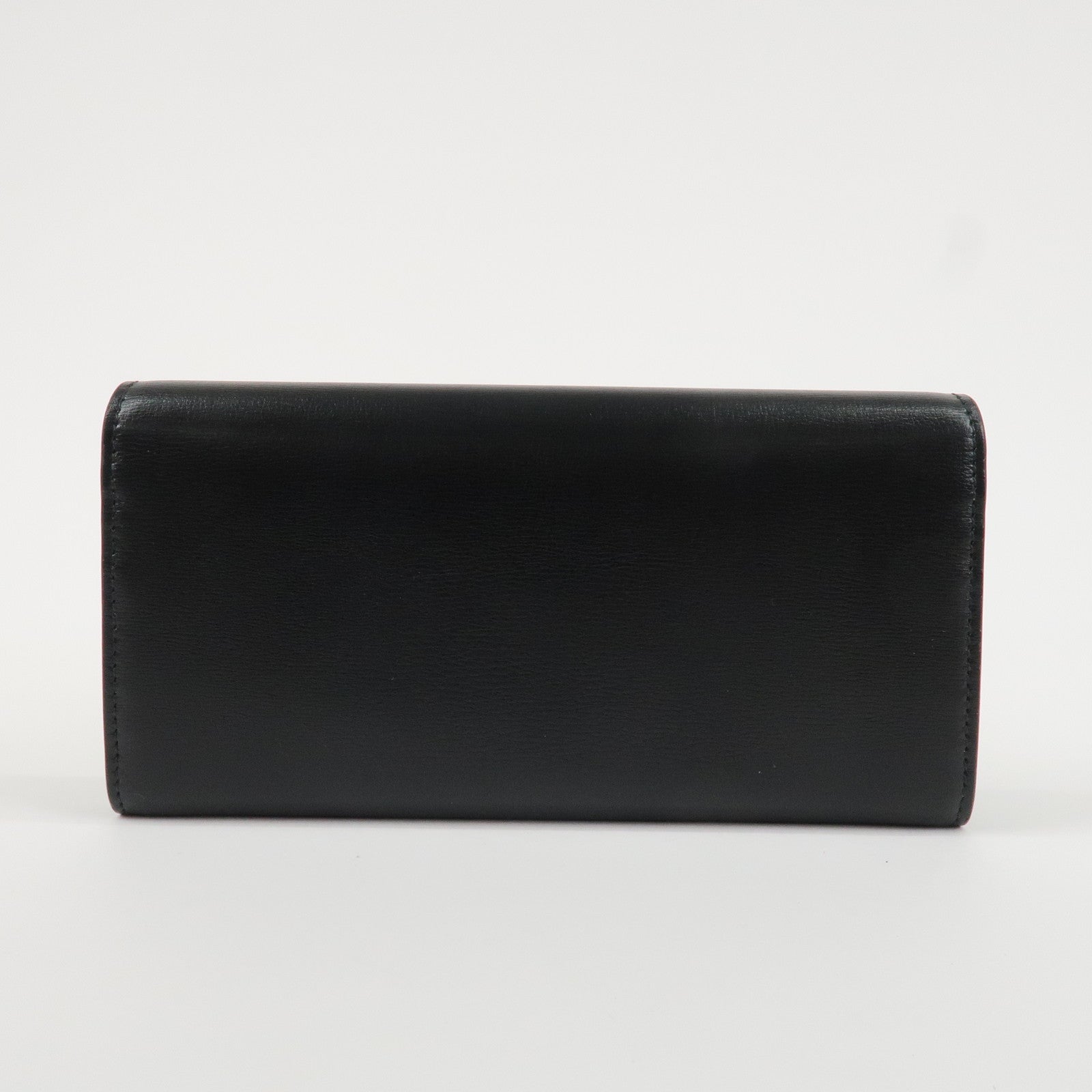 Ferragamo Vara Ribbon Leather Bifold Wallet Black Gold HDW Used