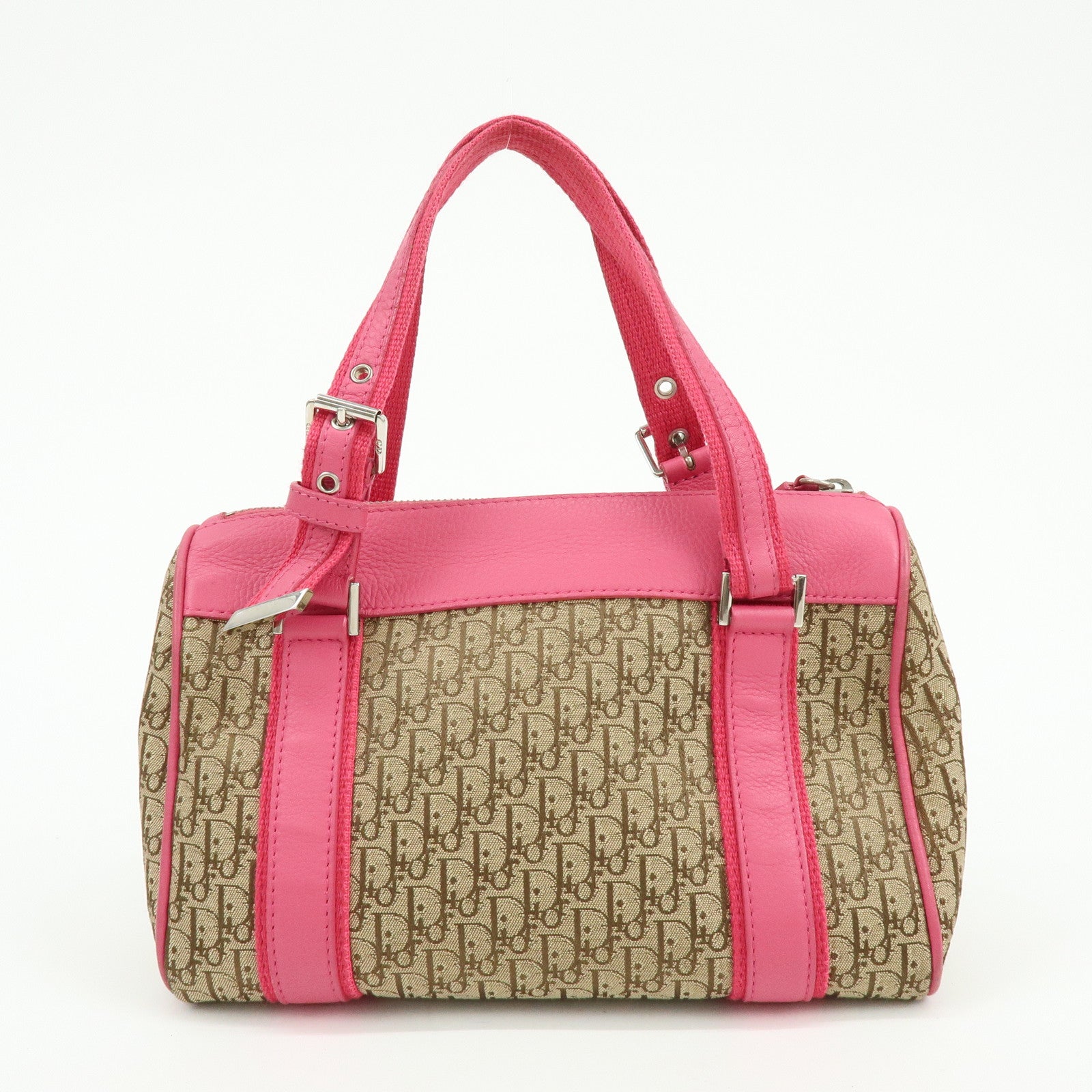 Christian Dior Trotter Street Chic Canvas Leather Boston Bag Pink
