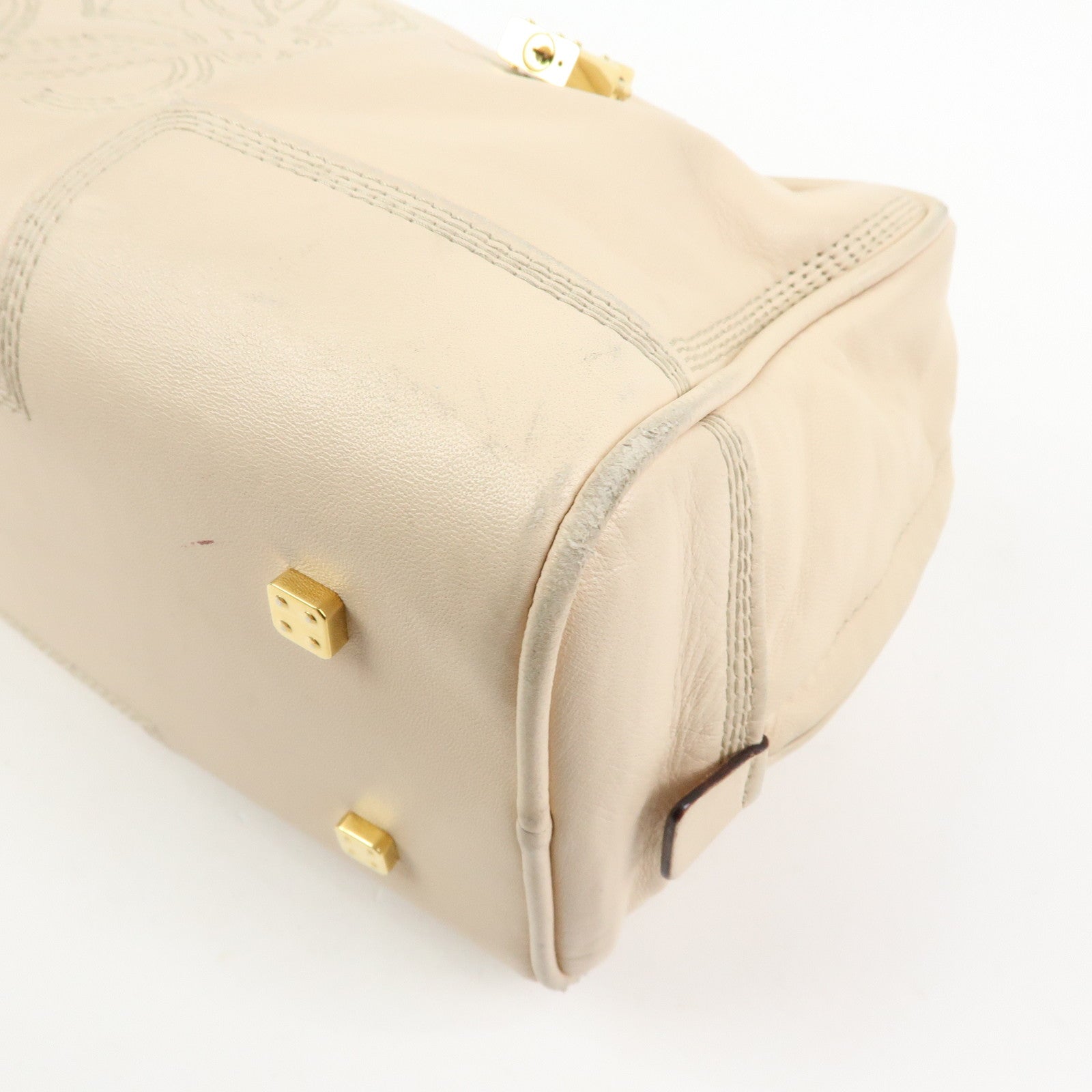 LOEWE Anagram Amazona 28 Nappa Leather Hand Bag Boston Bag Beige