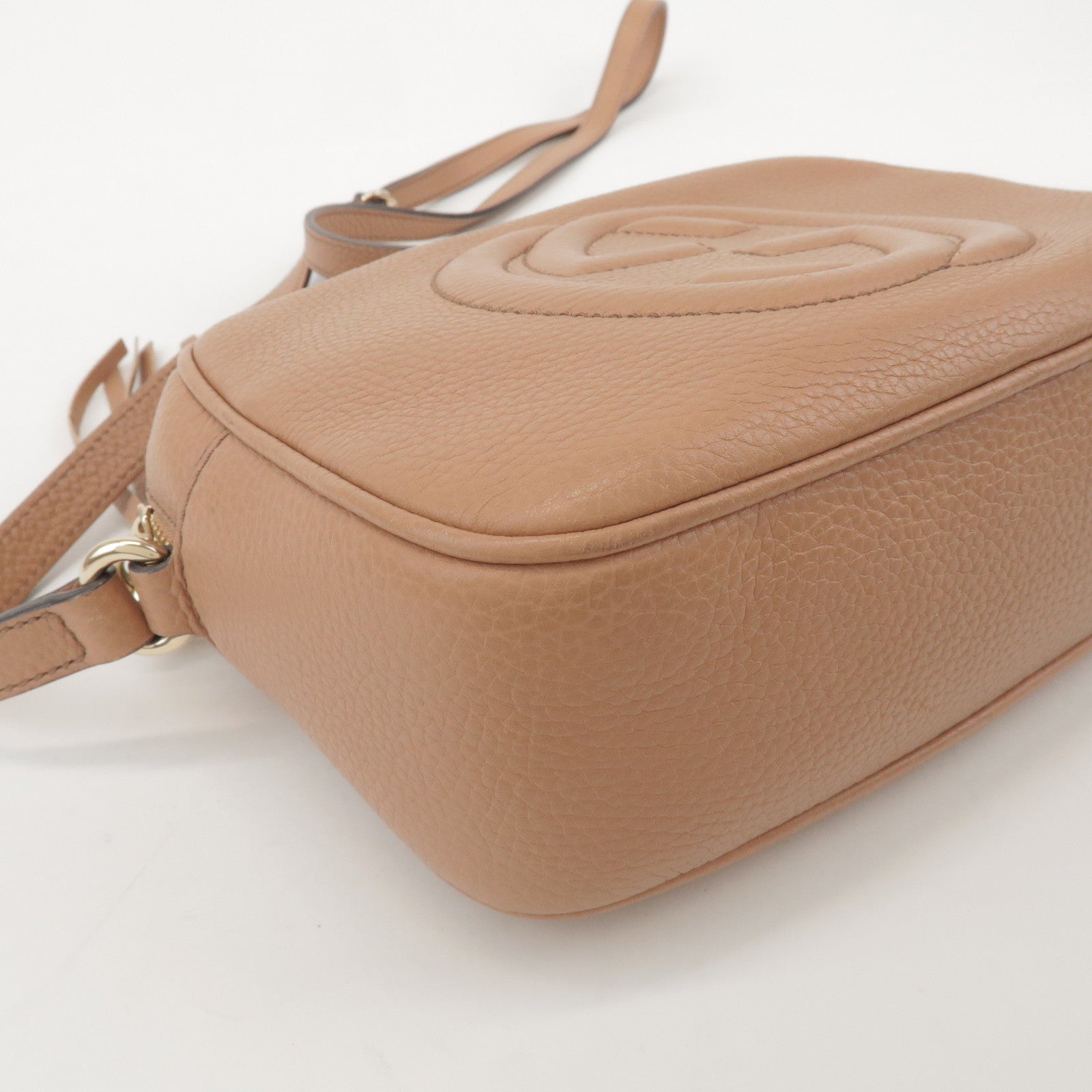 GUCCI SOHO Interlocking G Leather Shoulder Bag Beige 308364