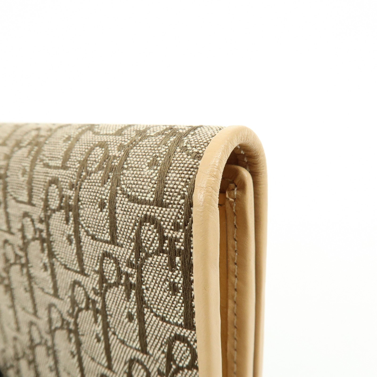 Christian Dior Trotter Jaquard Canvas Leather Long Wallet Brown