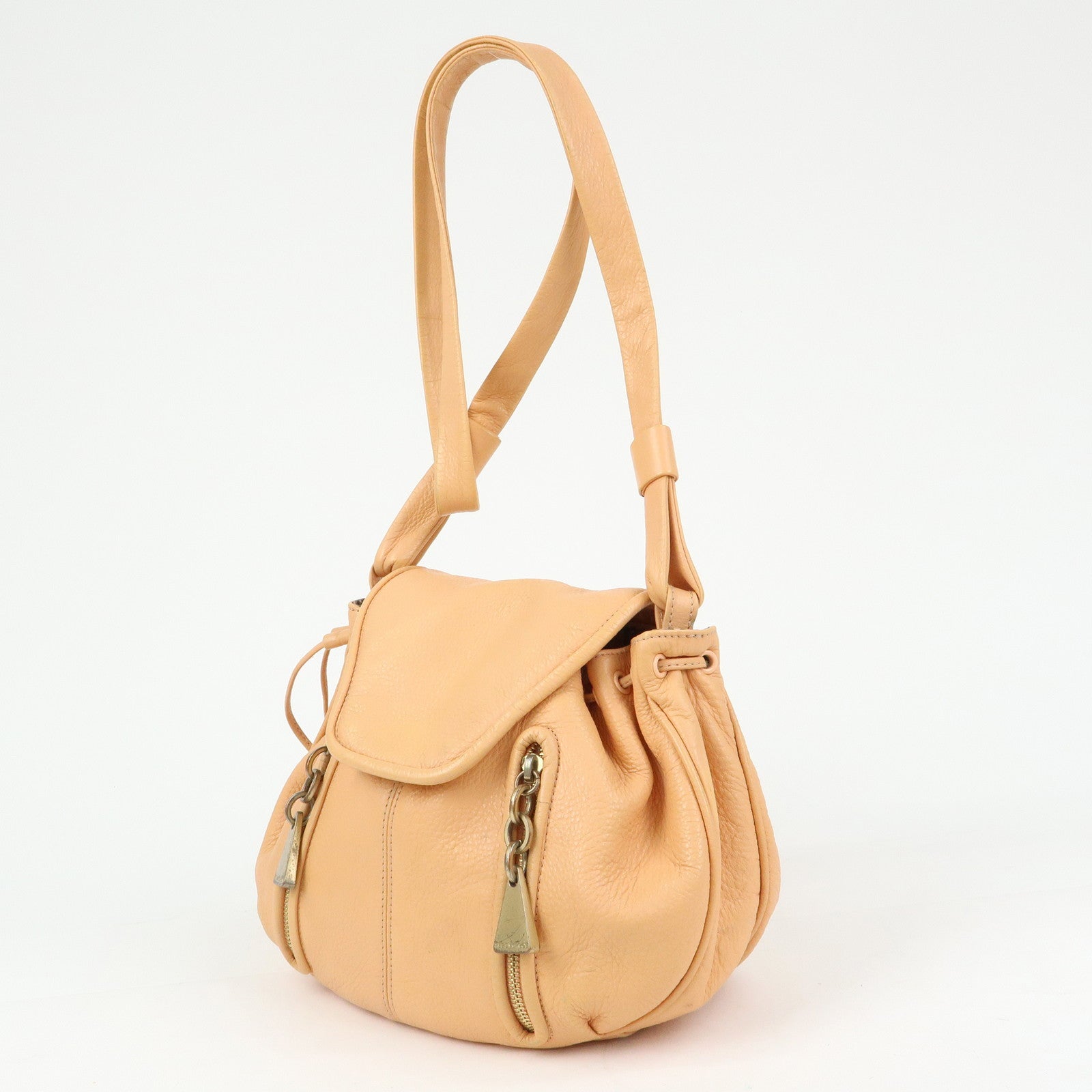 Chloe See by Chloe Leather Shoulder Bag Crossbody Bag Orange Beige