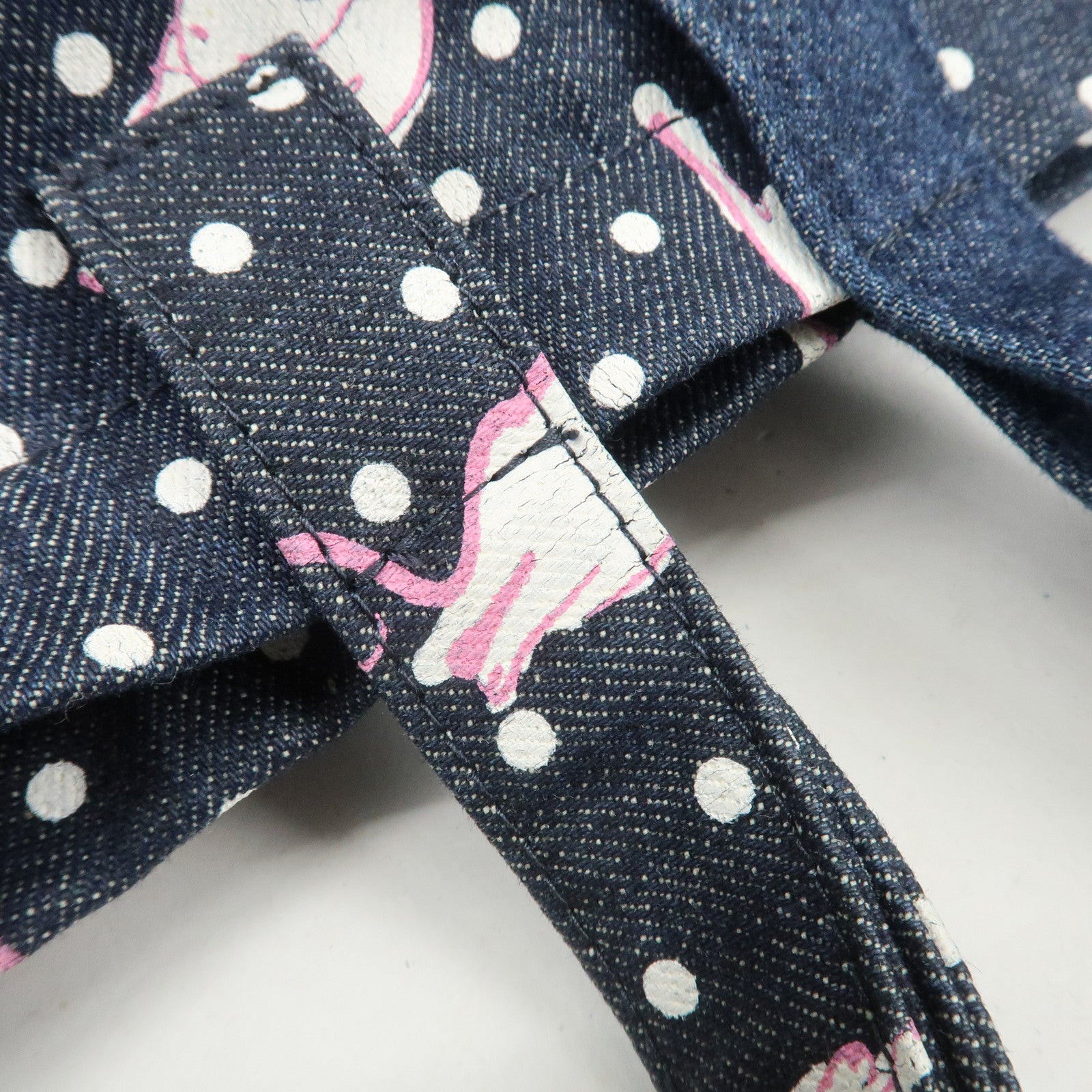 MIU MIU Cats & Dots Print Denim 2Way Tote Bag Blue