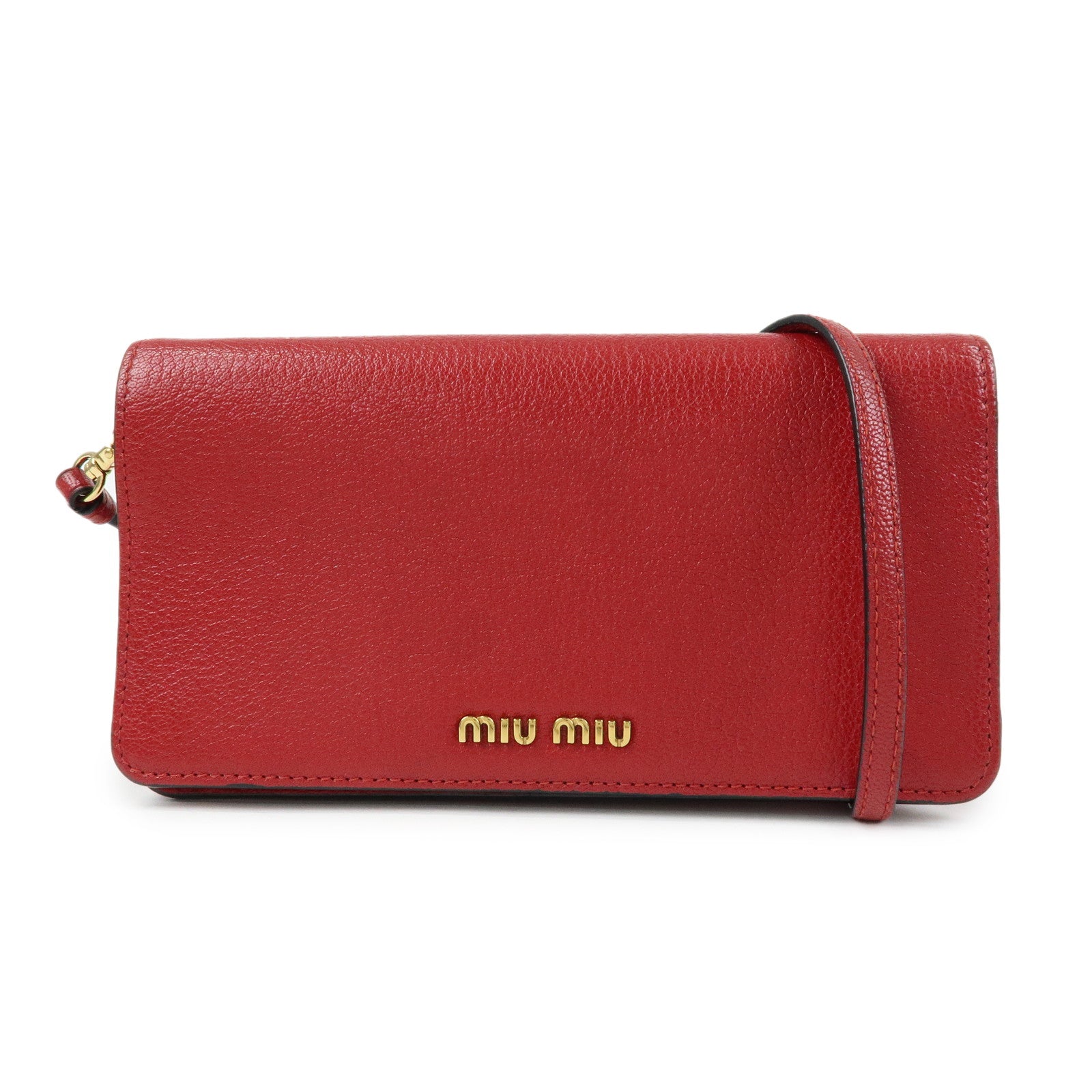 MIU MIU Madras Leather 2Way Bag Clutch Bag Shoulder Bag Red 5ZH044