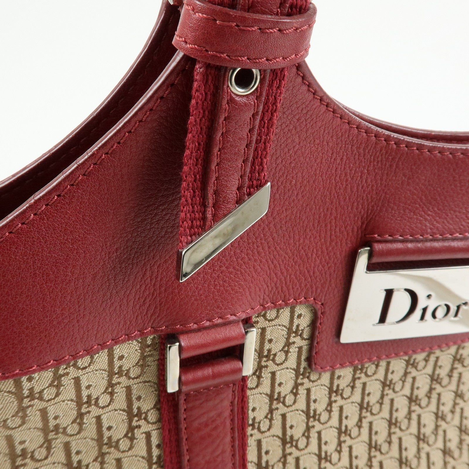 Christian Dior Street Chic Trotter Jaquard Canvas Leather Hand Bag