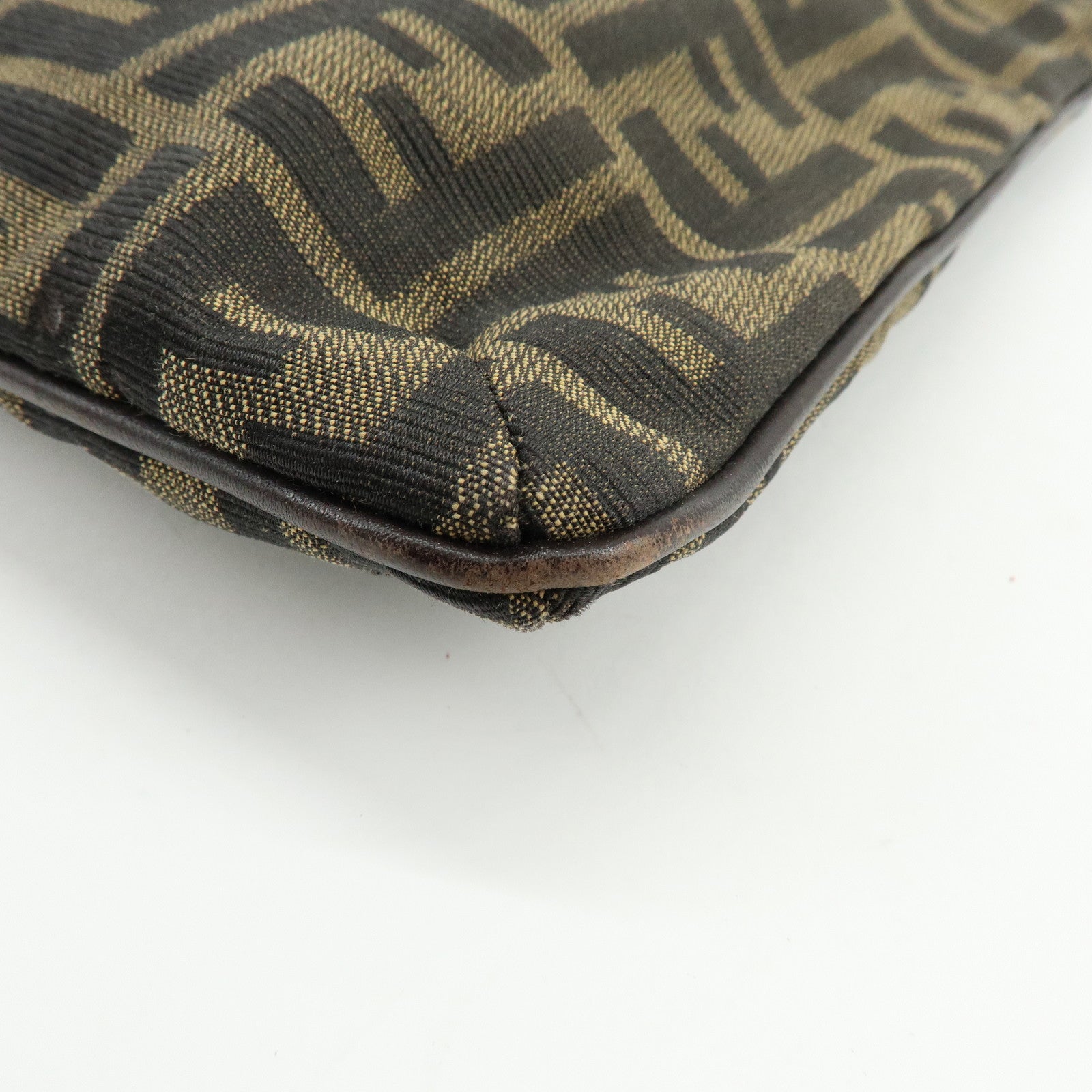 FENDI Zucca Canvas Leather Shoulder Bag Brown Black 83150820992