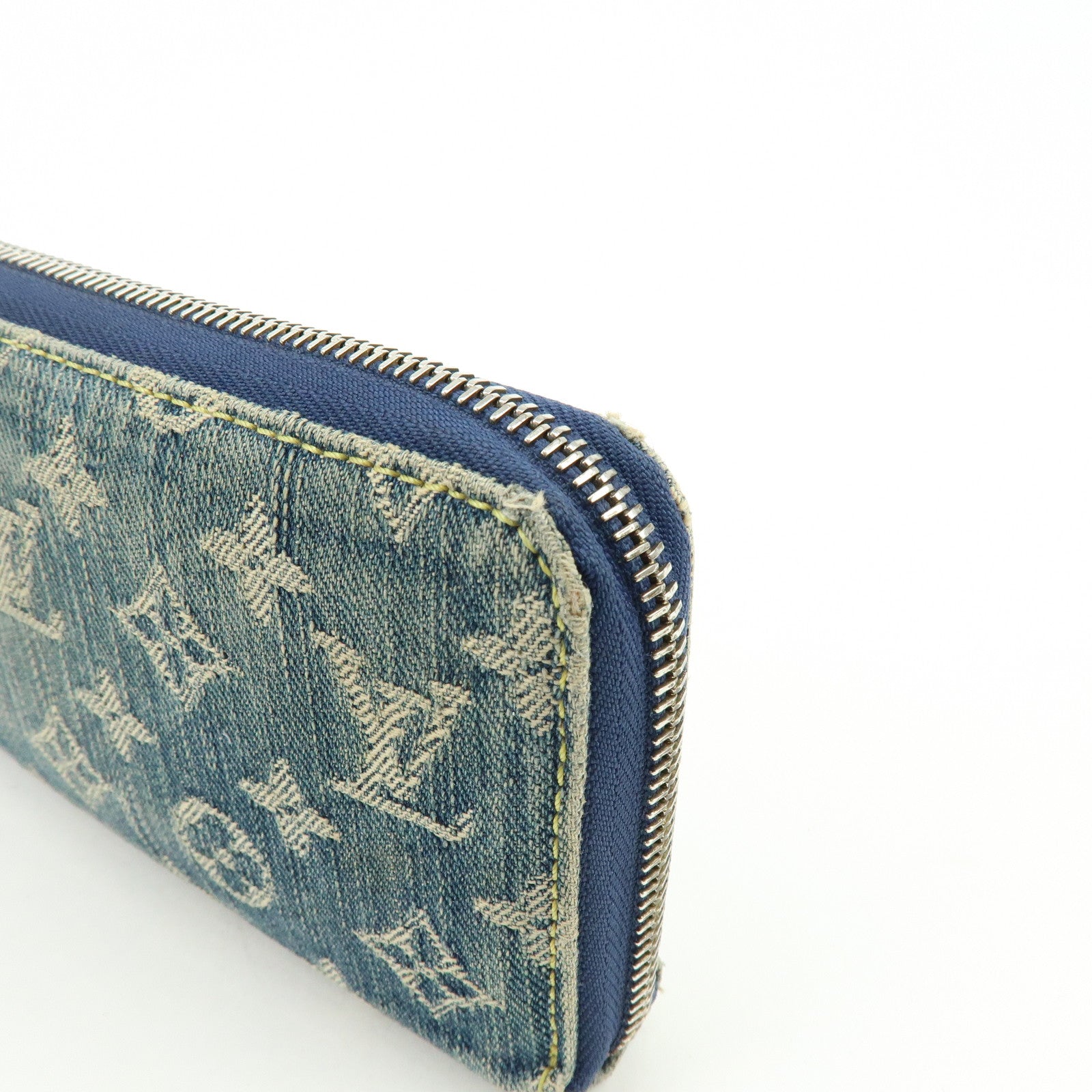 Louis Vuitton Monogram Denim Zippy Wallet Long Wallet Blue M95341