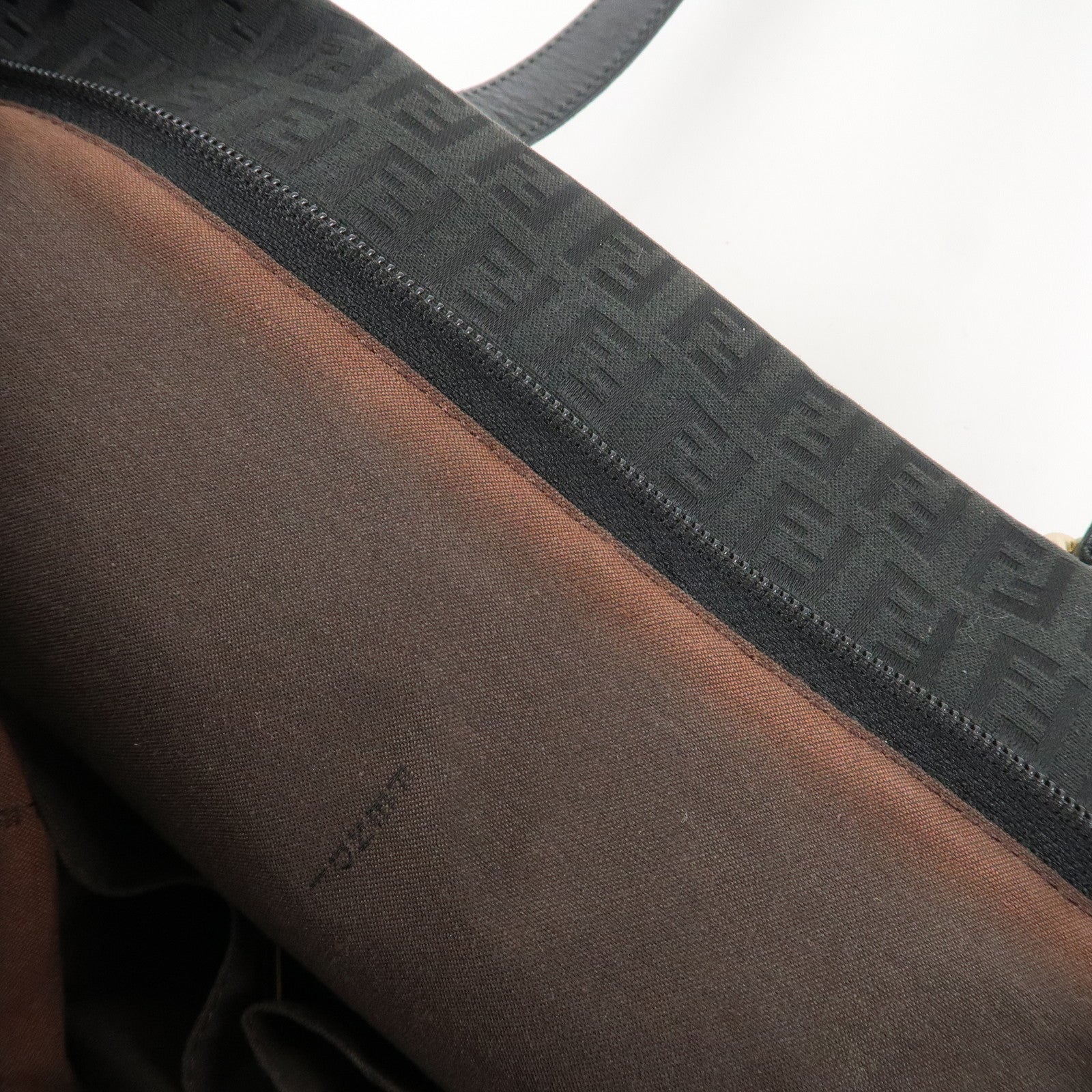 FENDI Zucchino Canvas Leather Tote Bag Shoulder Bag Black 8BH215 Used