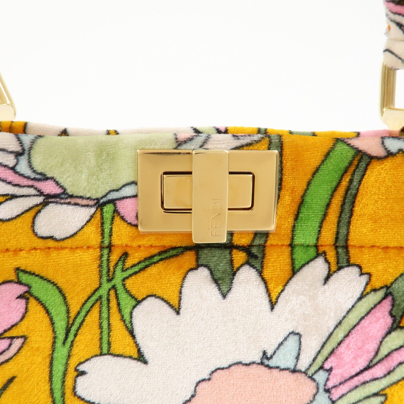 FENDI Peekaboo Small Velour 2Way Shoulder Bag Hand Bag BN244