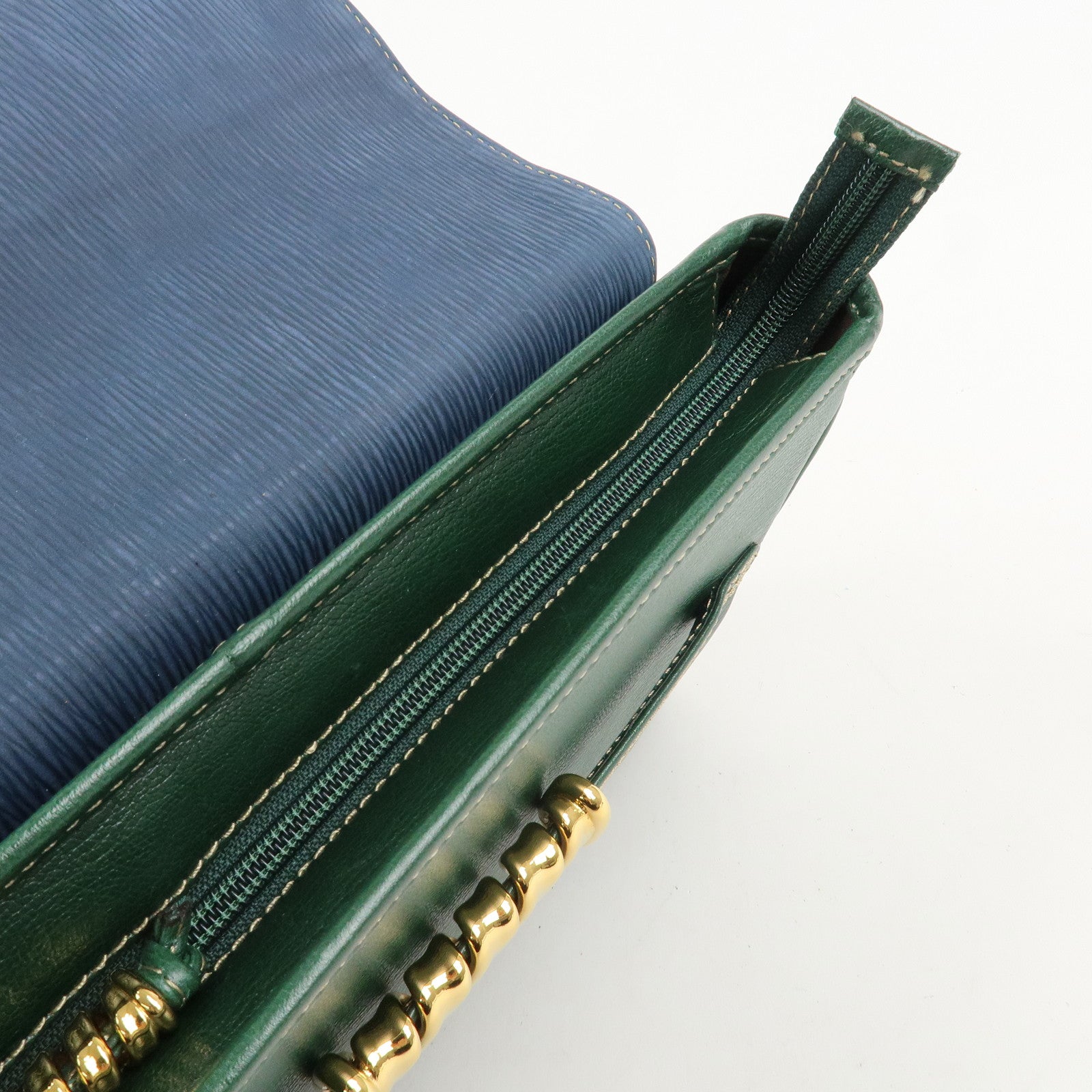 LOEWE Velazquez Suede Leather Clutch Bag Green Blue Gold HDW