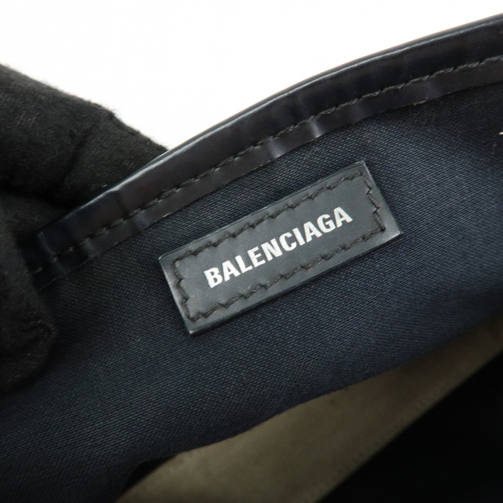 BALENCIAGA Navy Cabas XS Canvas Leather 2WAY Bag Natural 390346