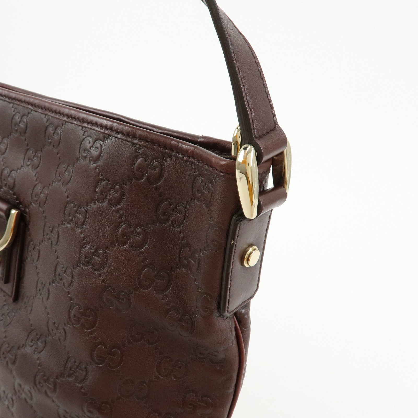 GUCCI Abbey Guccissima Leather Shoulder Bag Dark Brown 131326
