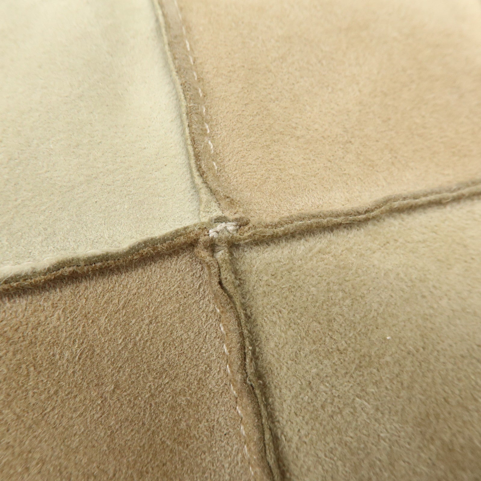 CHANEL Suede Patchwork Shoulder Bag Tote Bag Beige