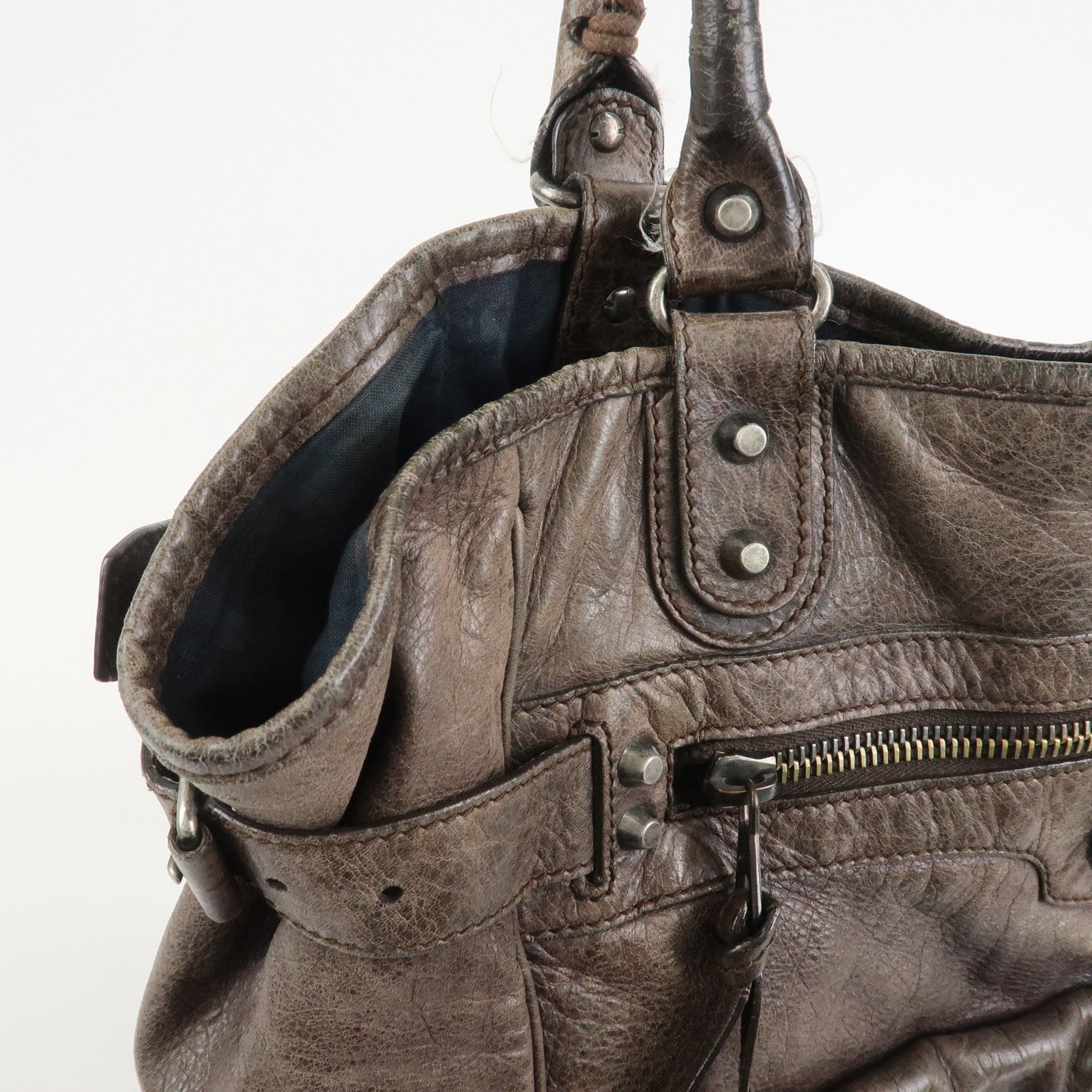 BALENCIAGA Rivacity Paper Bag Leather Tote Bag Brown 236084