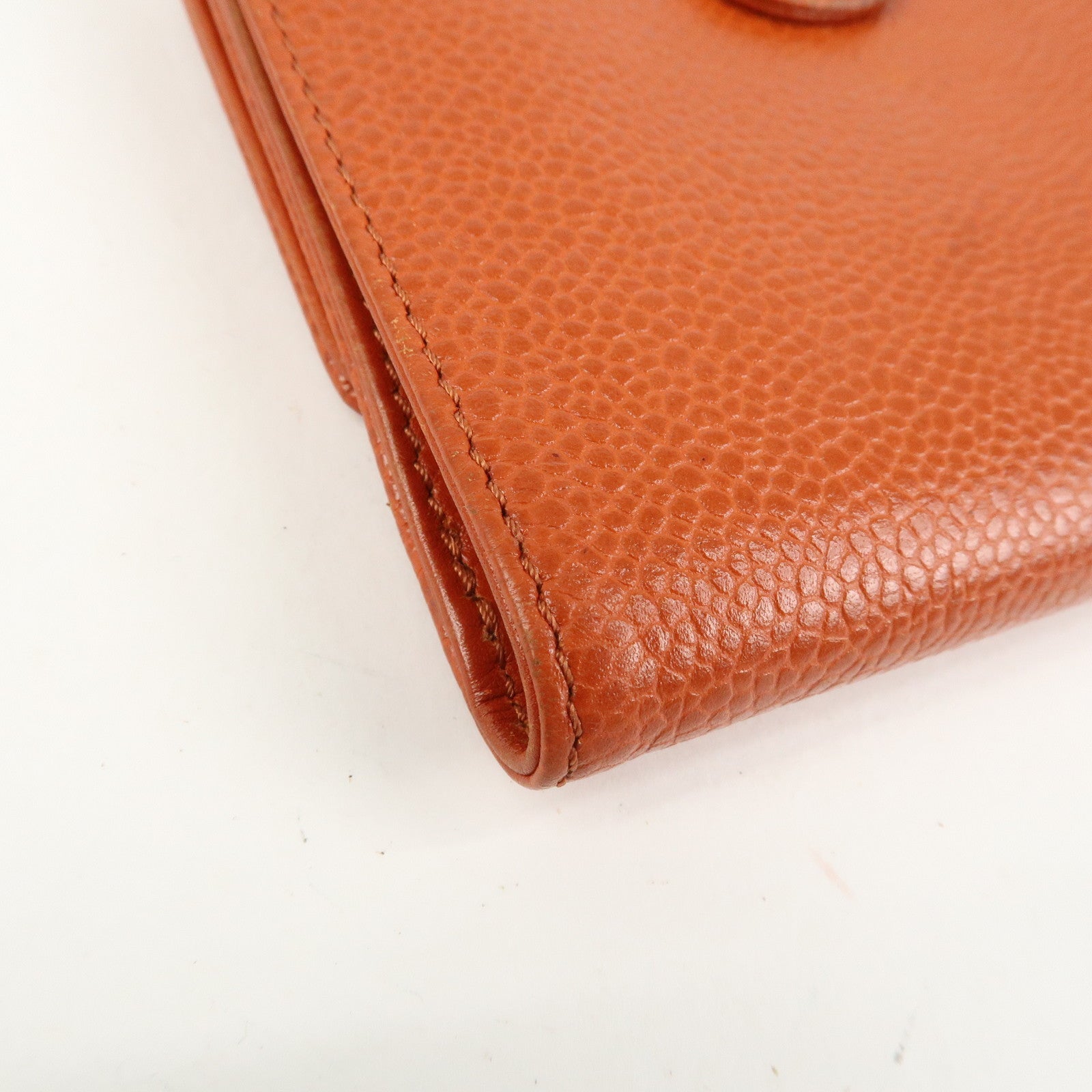 CHANEL COCO Mark Caviarskin Double Hook Bi-Fold Wallet A13496 Used