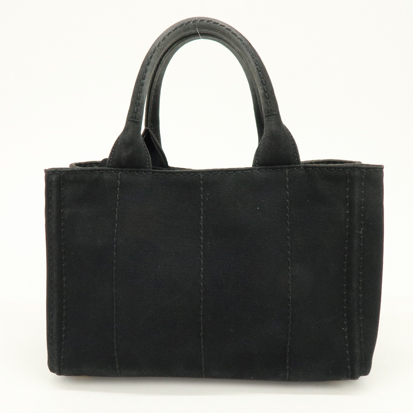 PRADA Triangle Logo Canapa Mini Canvas 2Way Hand Bag Black 1BG439