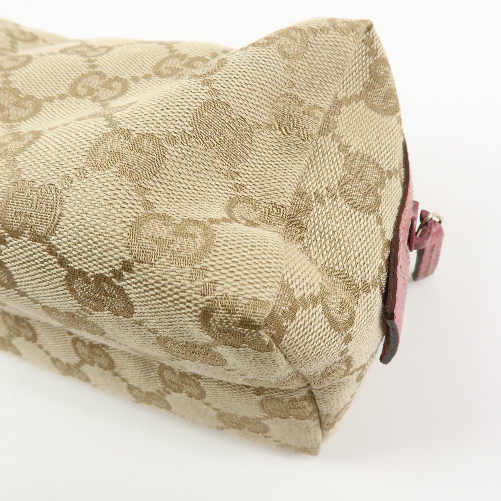 GUCCI GG Canvas Leather Pouch Cosmetic Case Beige Pink 29595