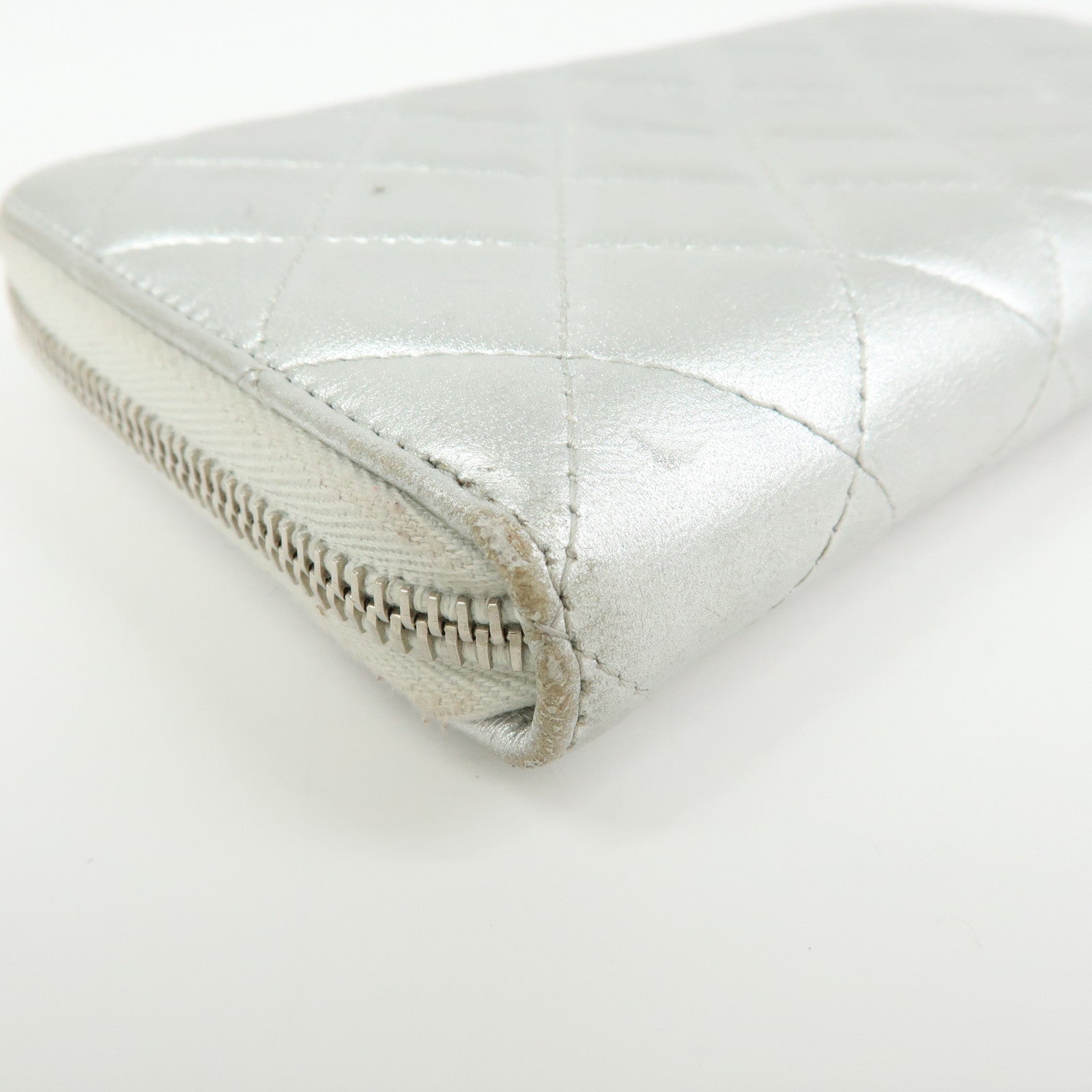 CHANEL Matelasse COCO Mark Lamb Skin Zippy Long Wallet A50097