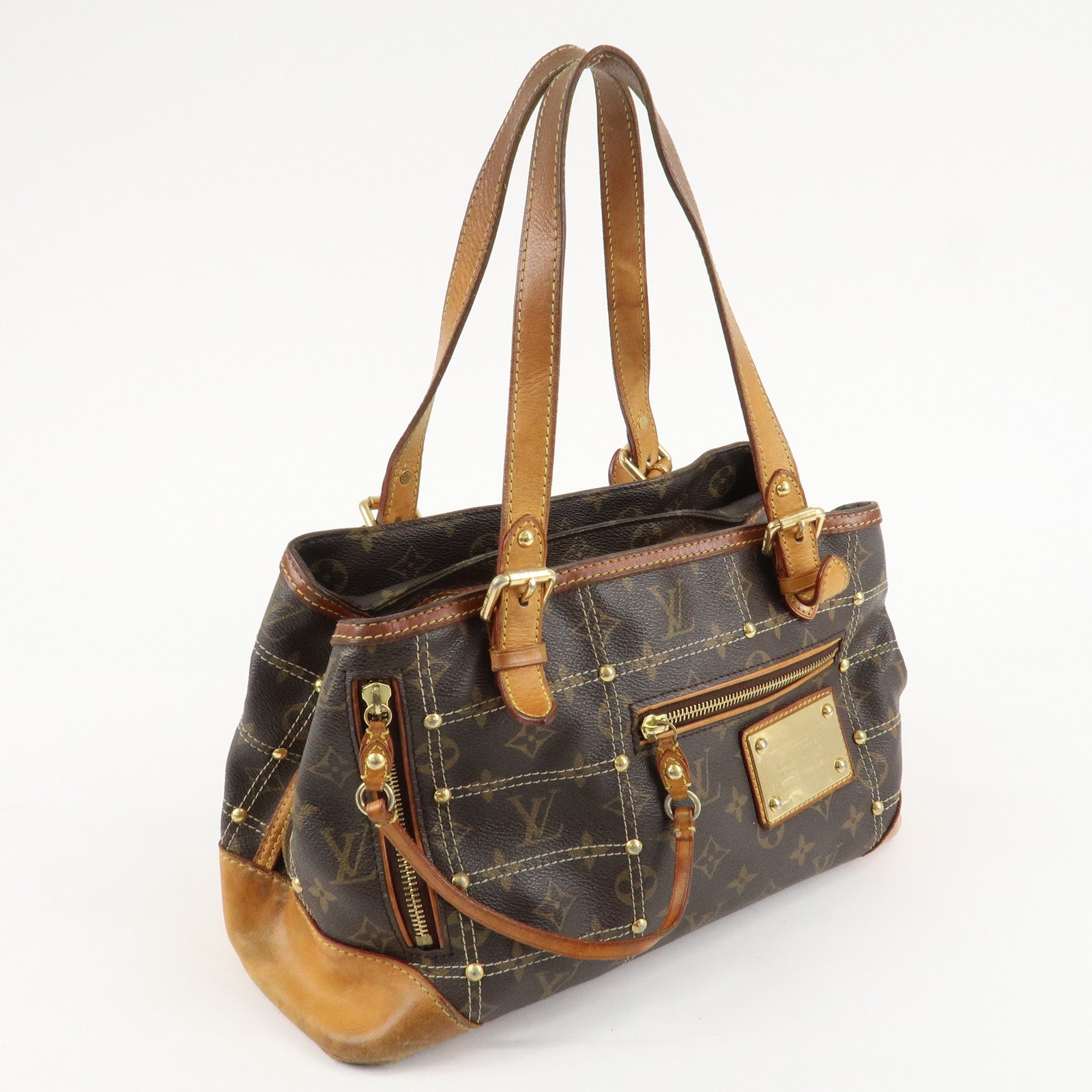 Louis Vuitton Monogram Canvas Rivet Hand Bag Shoulder Bag M40140 Used