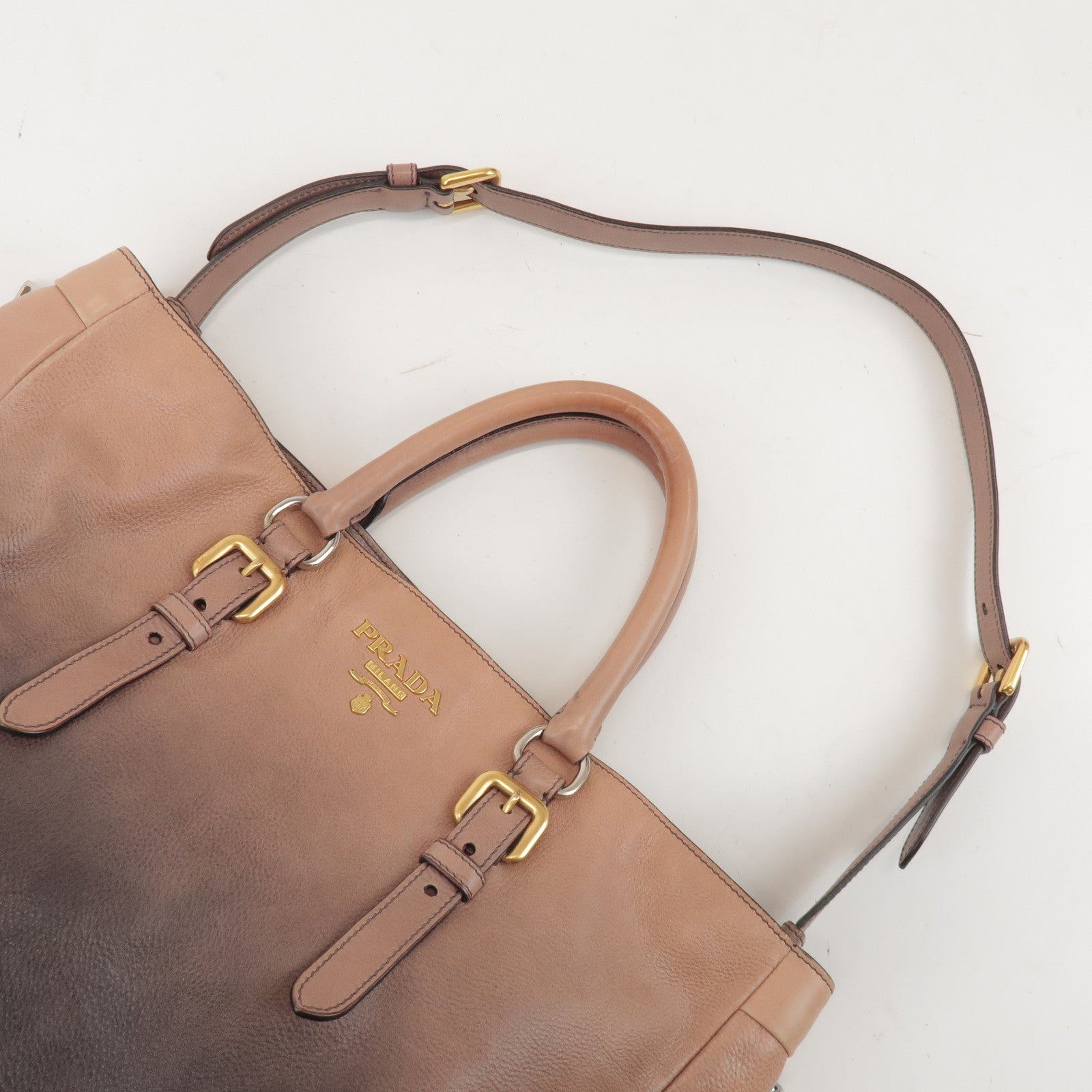 PRADA Leather 2Way Bag Hand Bag Shoulder Bag Brown BN1592