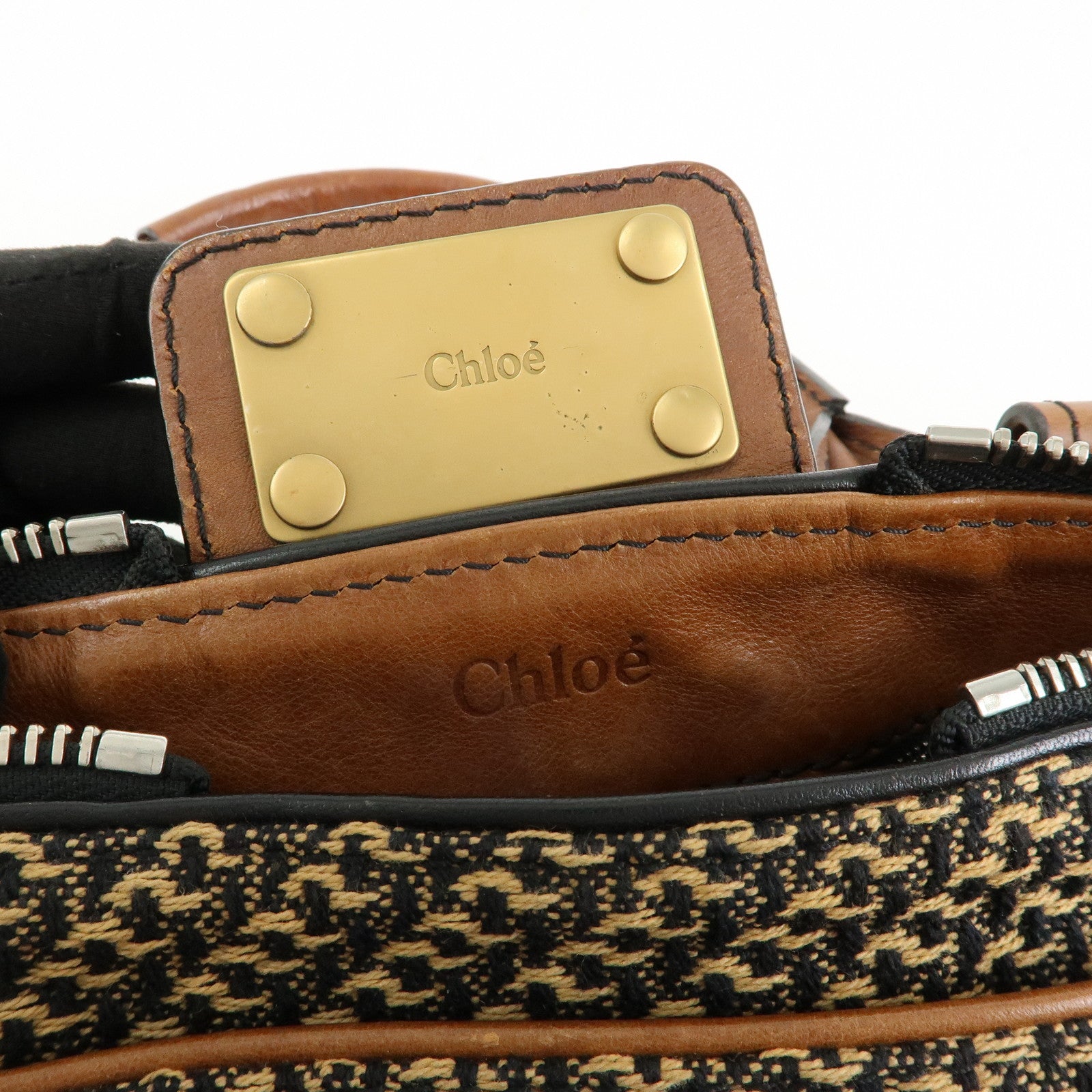 Chloe Paddington Medium Jacquard Leather Hand Bag Brown