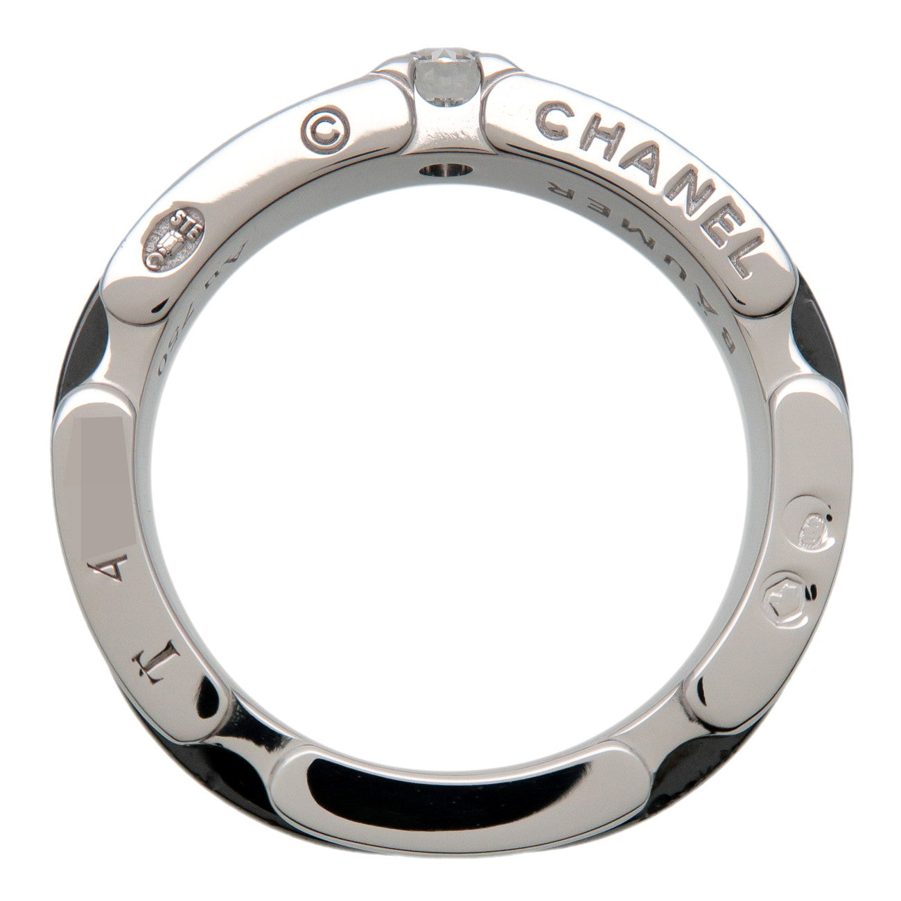 CHANEL Ultra Collection 1P Diamond Ring 750WG Black Ceramic J3095