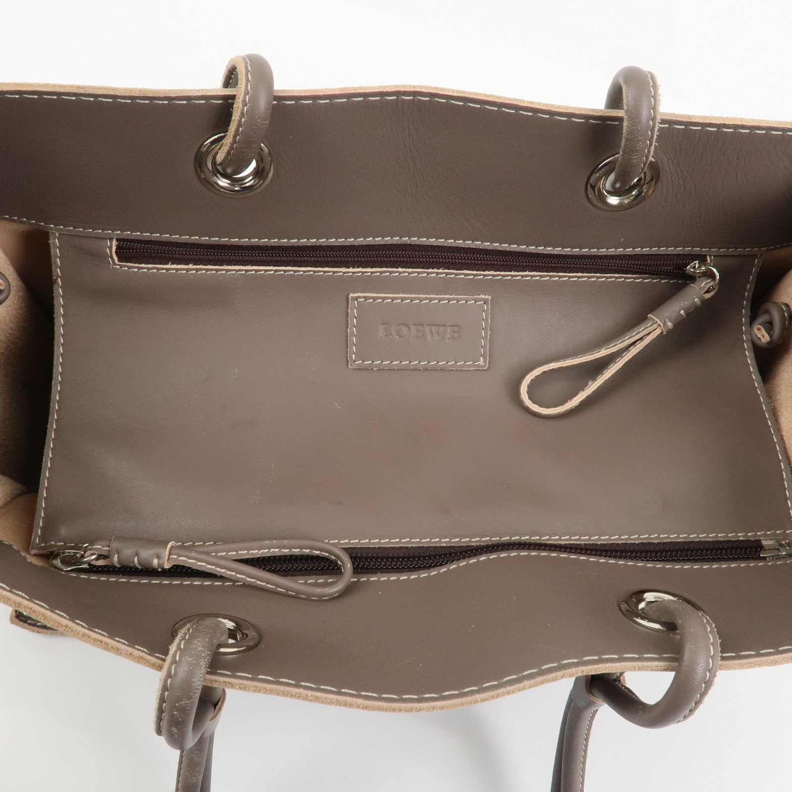 LOEWE Anagram Logo Leather Shopper Tote Bag Shoulder bag Brown