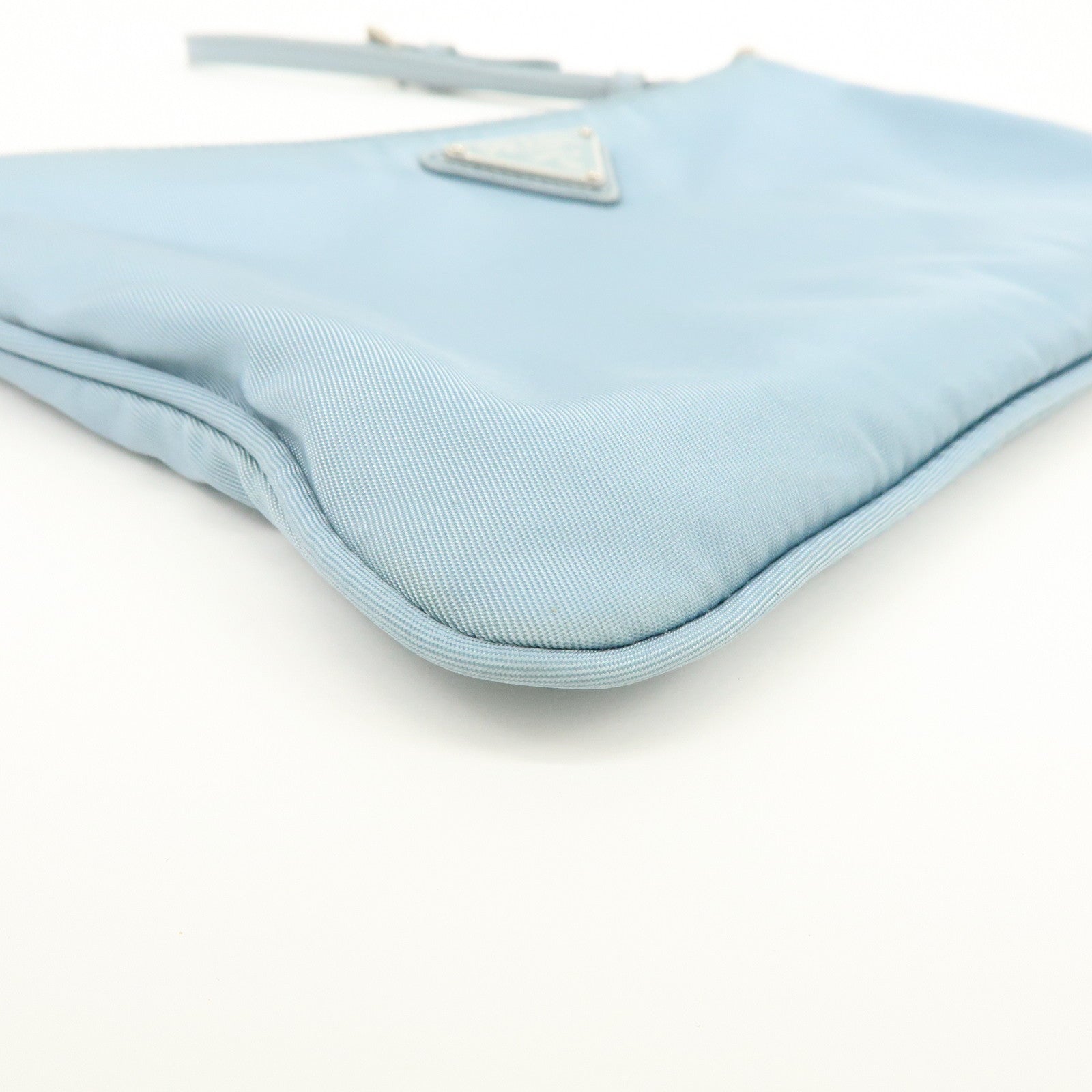 PRADA Triangle Logo TESSUTO IMPUNTU Nylon Pouch Light Blue 1NH545