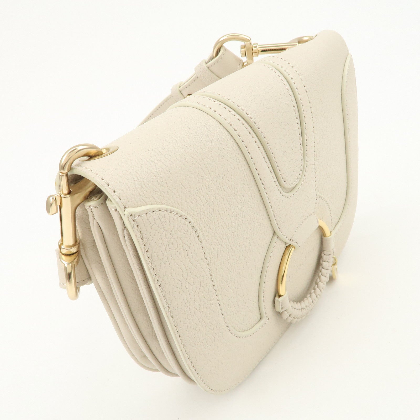 Chole See by Chloé Hana Leather Shoulder Bag Ivory Gold