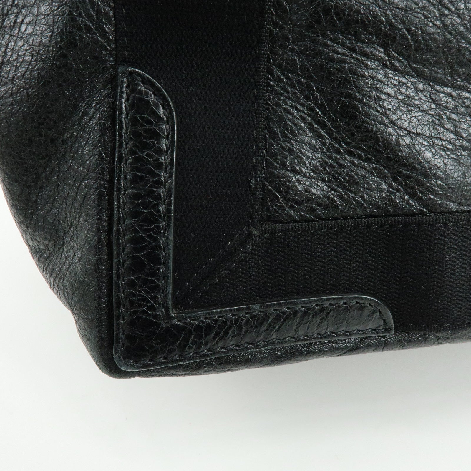 BALENCIAGA Navy Cabas Leather Small Tote Bag Black 339933