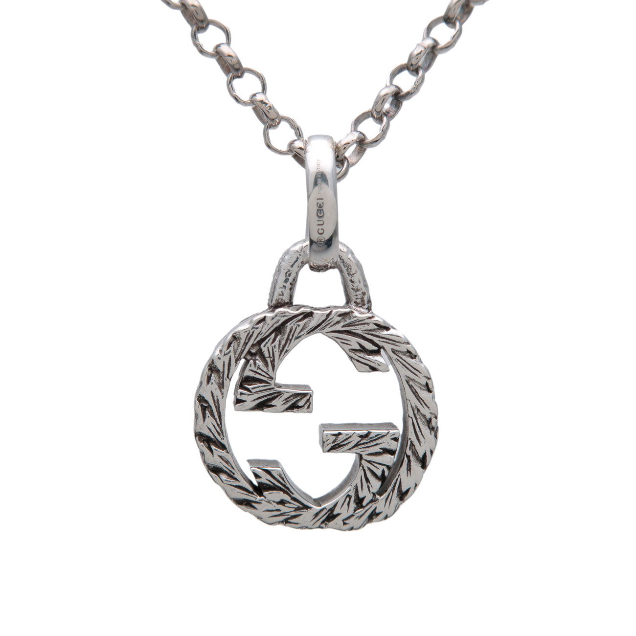 GUCCI Interlocking G Arabesque Chain Necklace SV925 Siver