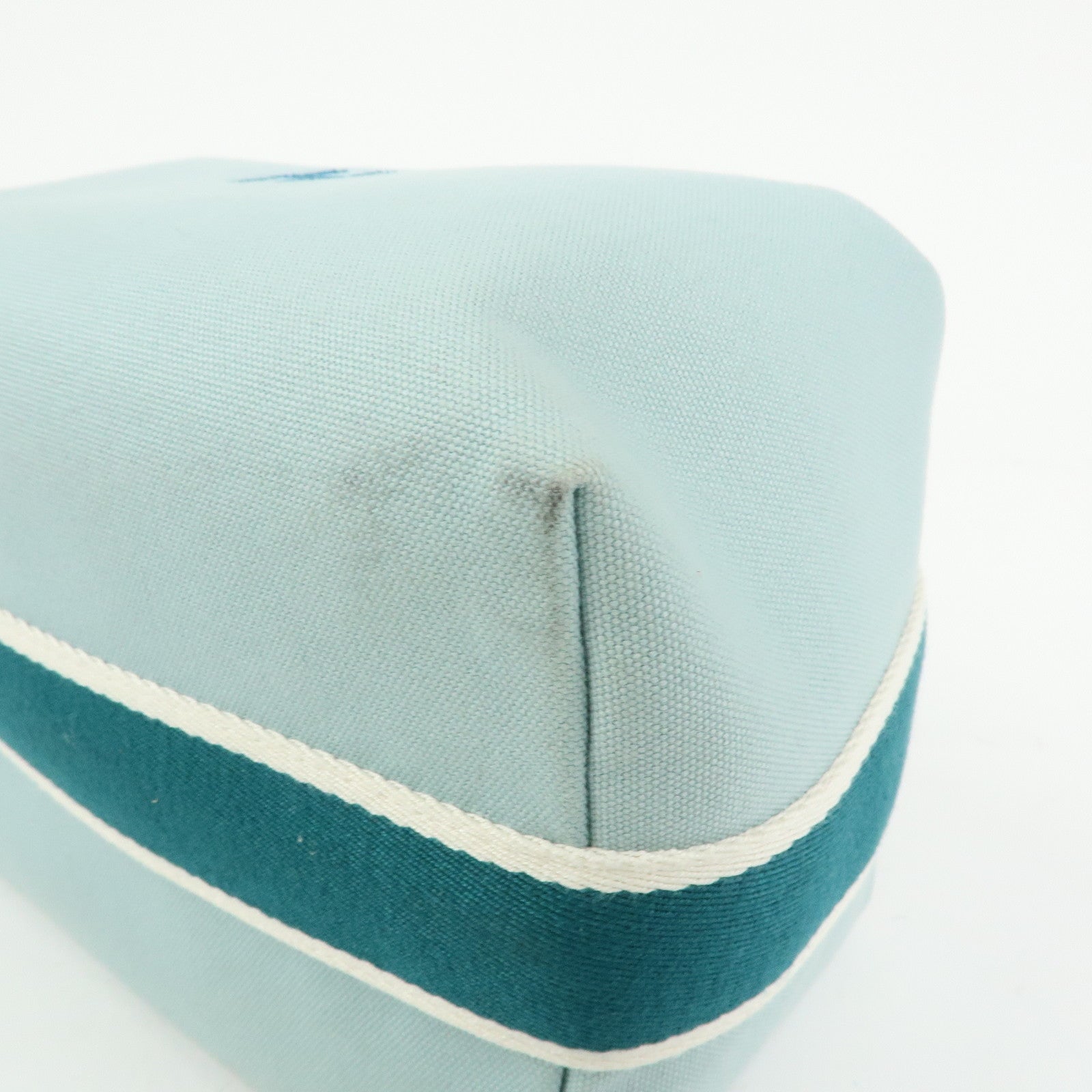 HERMES Bride A Brac GM Cotton Hand Bag Vanity Bag Light Blue