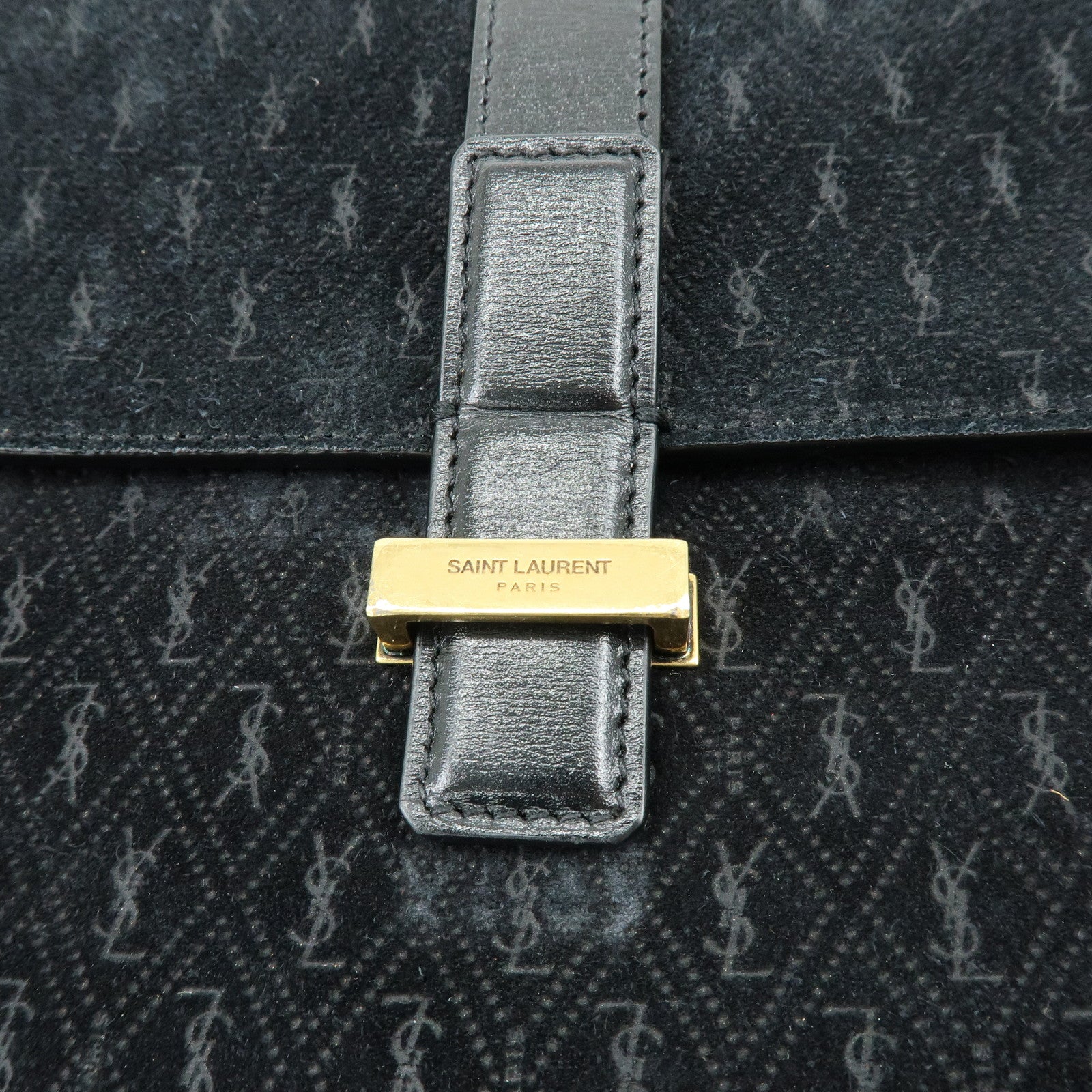 SAINT LAURENT PARIS Le Monogram Suede Leather Shoulder Bag Black