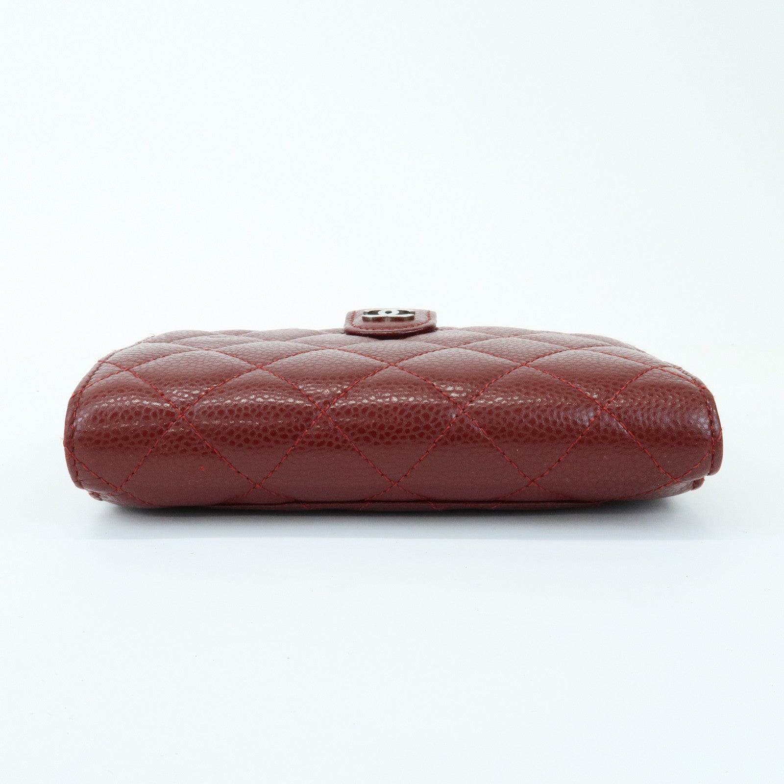 CHANEL COCO Mark Matelasse Caviarskin Compact Wallet Bordeaux