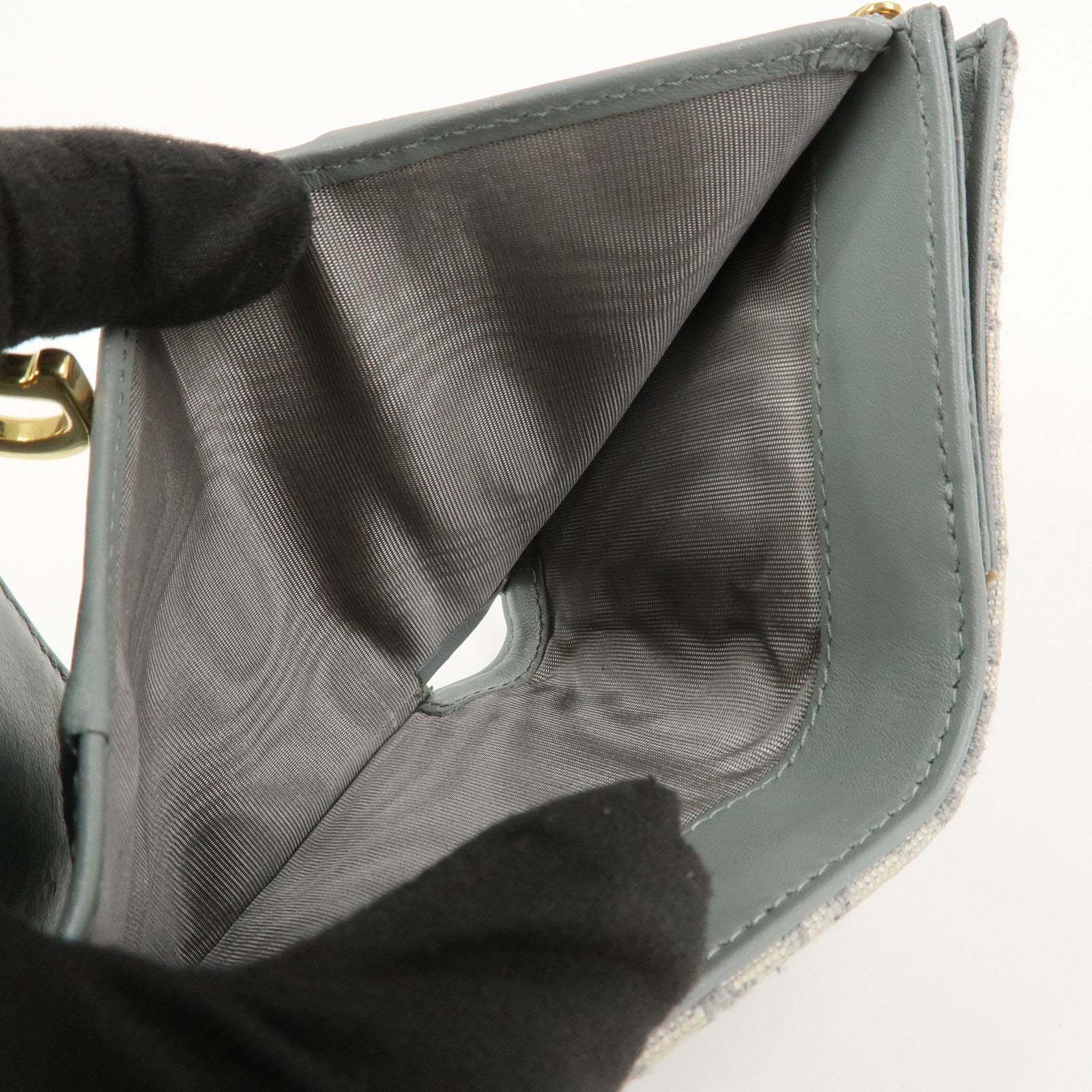 Christian Dior Trotter Saddle Tri-fold Compact Wallet Gray