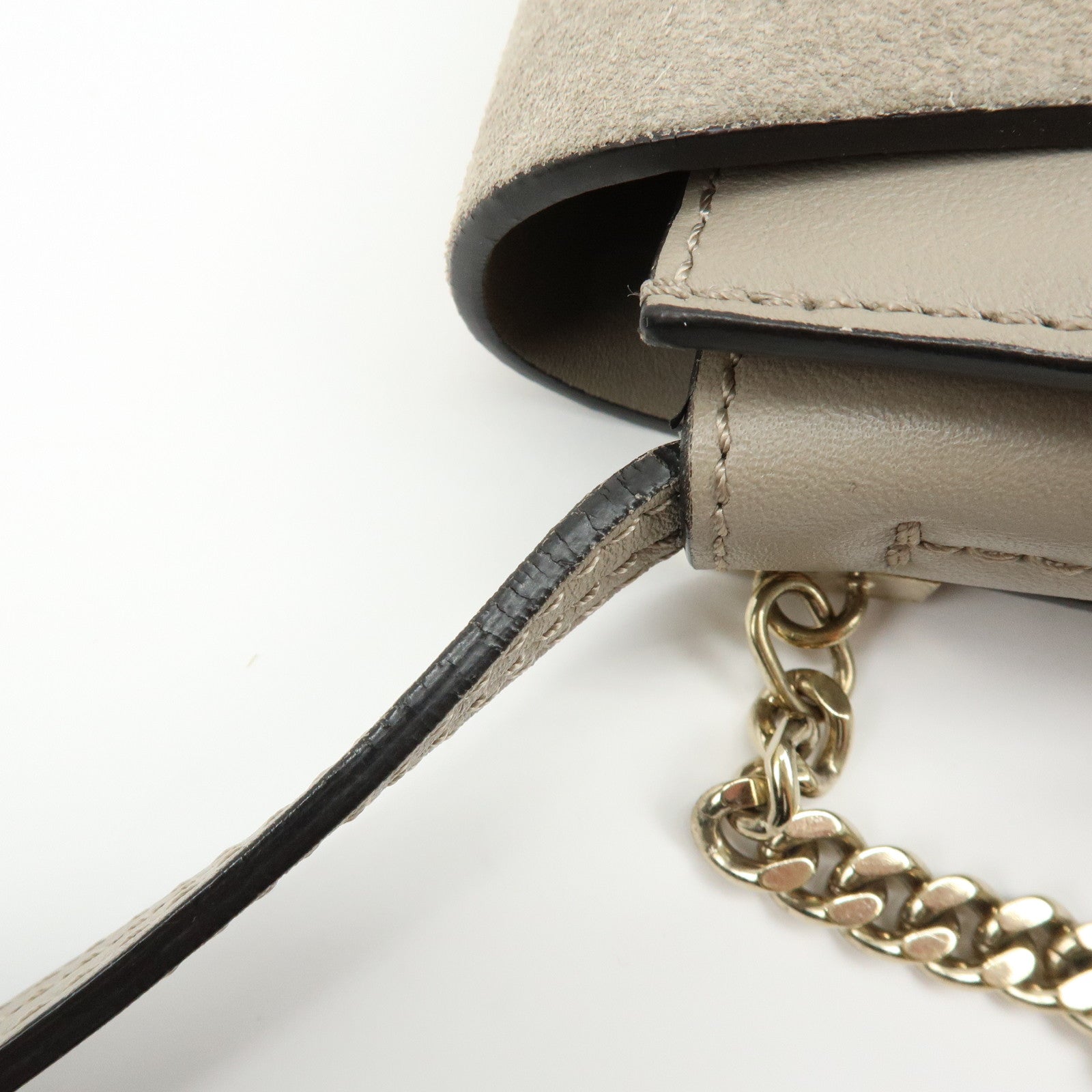 Chloe Faye Suede Leather Shoulder Bag Crossbody Bag Greige