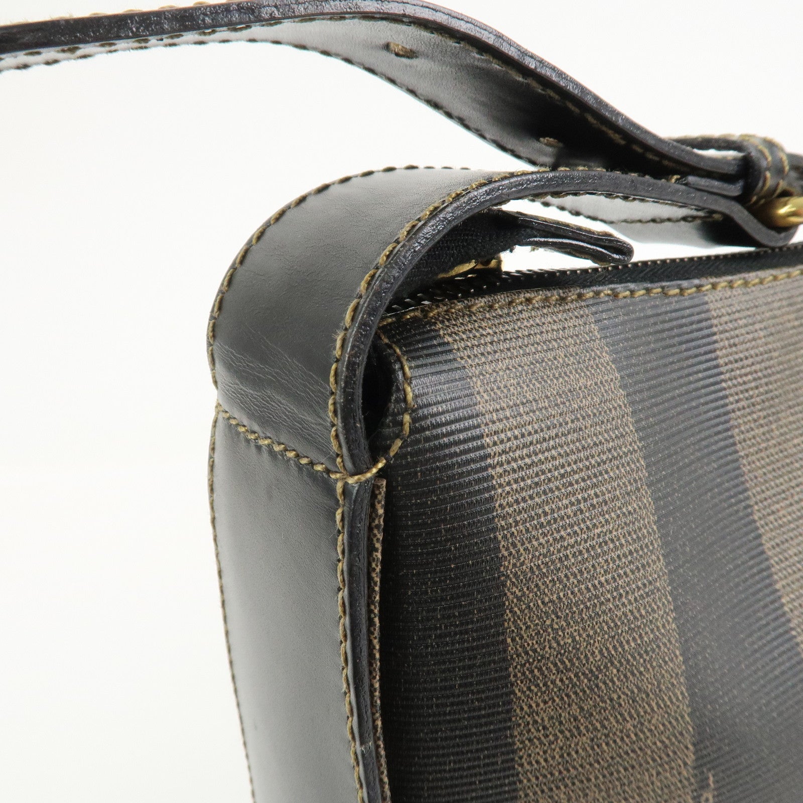 FENDI Pequin PVC Shoulder Bag Crossbody Bag Black 211 256510058
