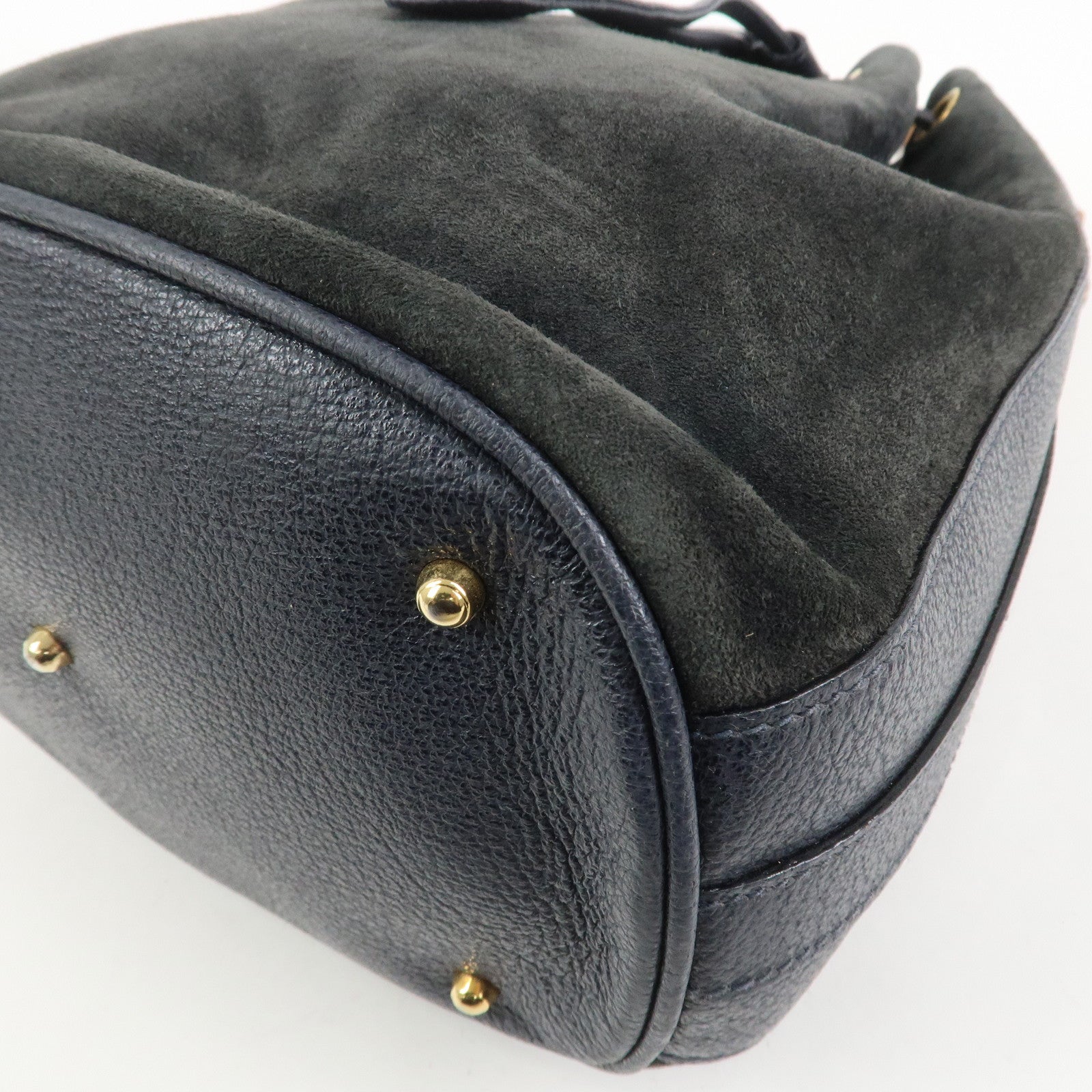 GUCCI Bamboo 2Way Bag Hand Bag Shoulder Bag Dark Navy 001繝ｻ2865