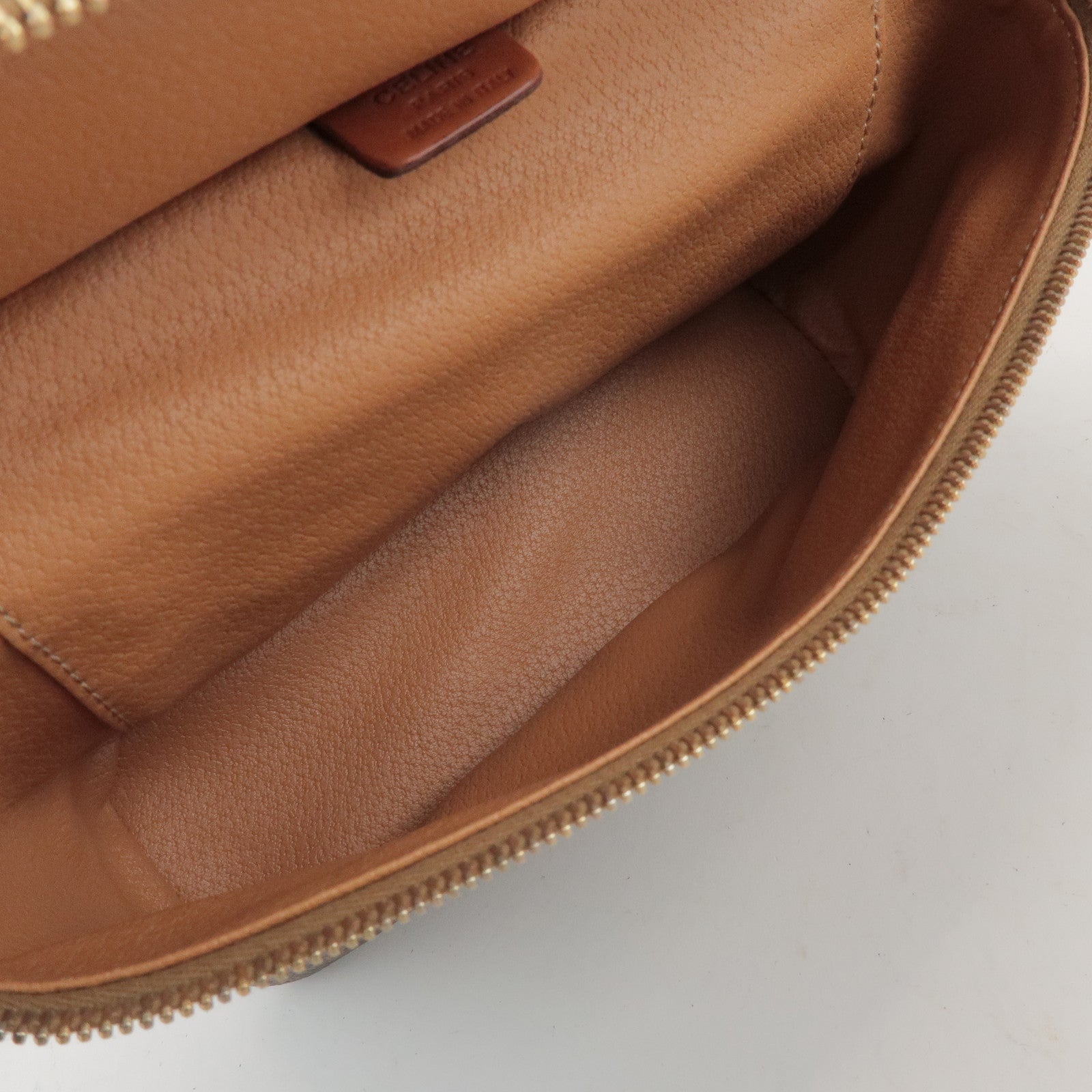 CELINE Macadam PVC Leather Hand Bag Vanity Bag Brown
